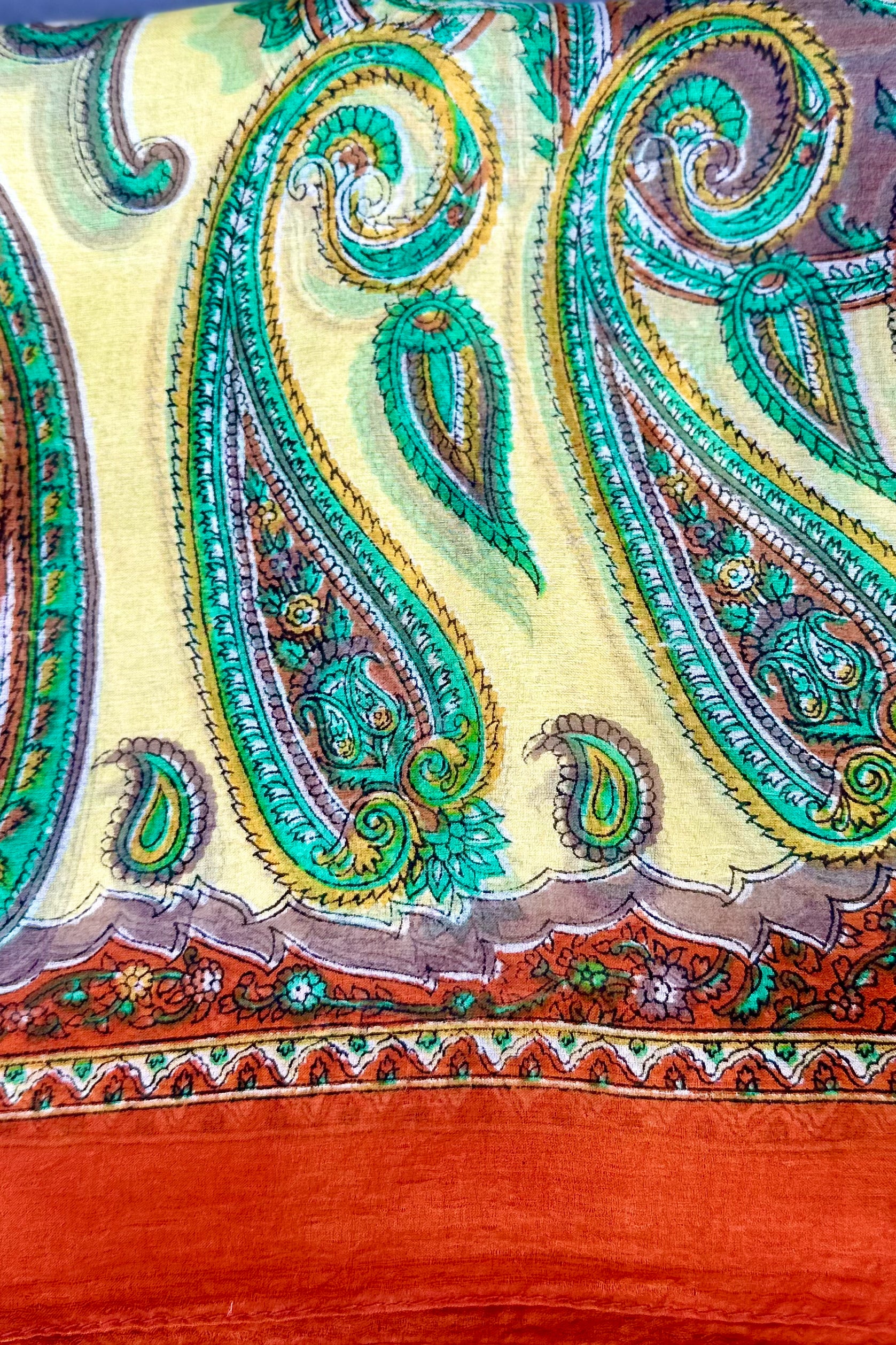Silk Scarf In Pumpkin Paisley