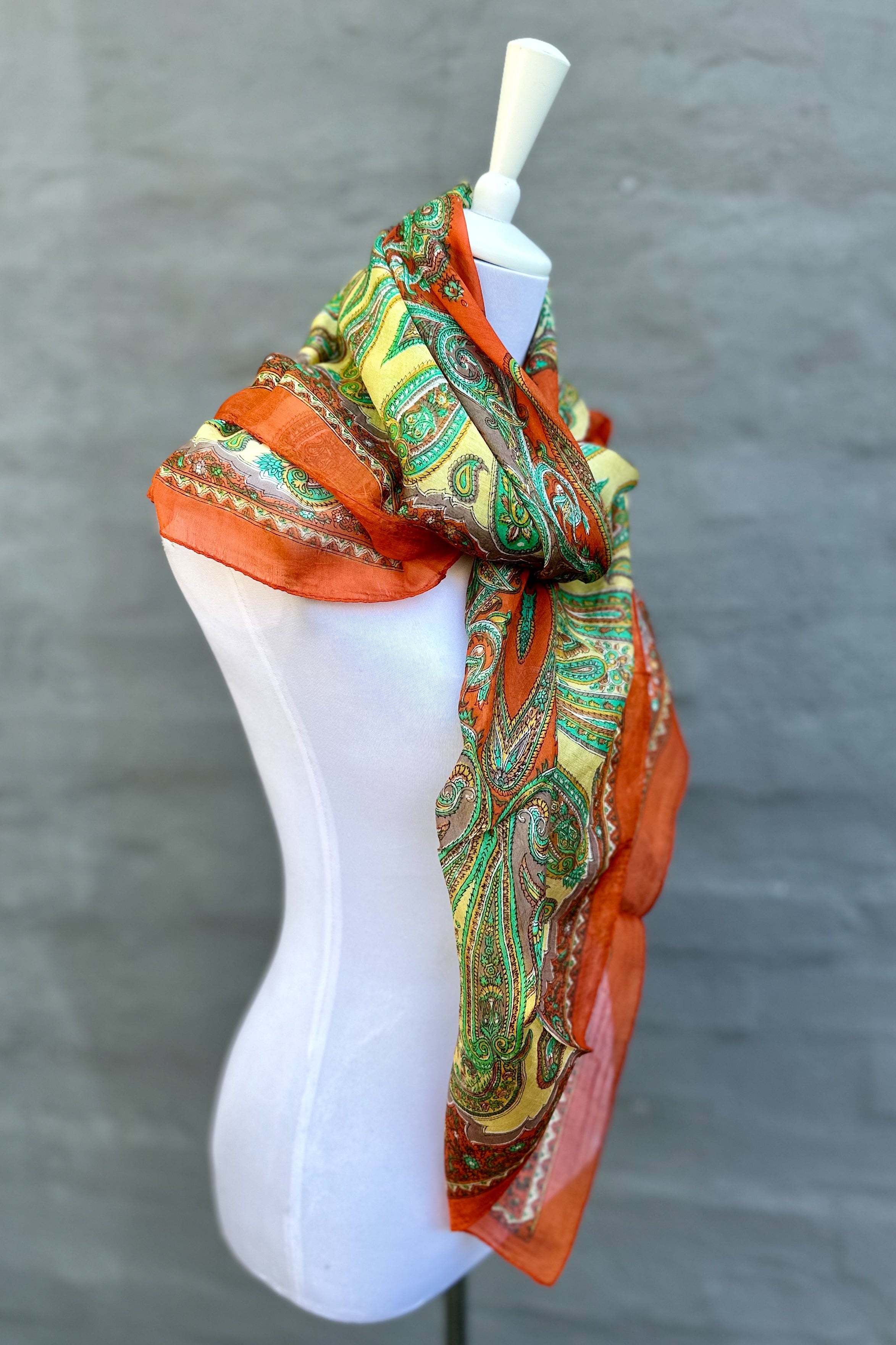 Silk Scarf In Pumpkin Paisley