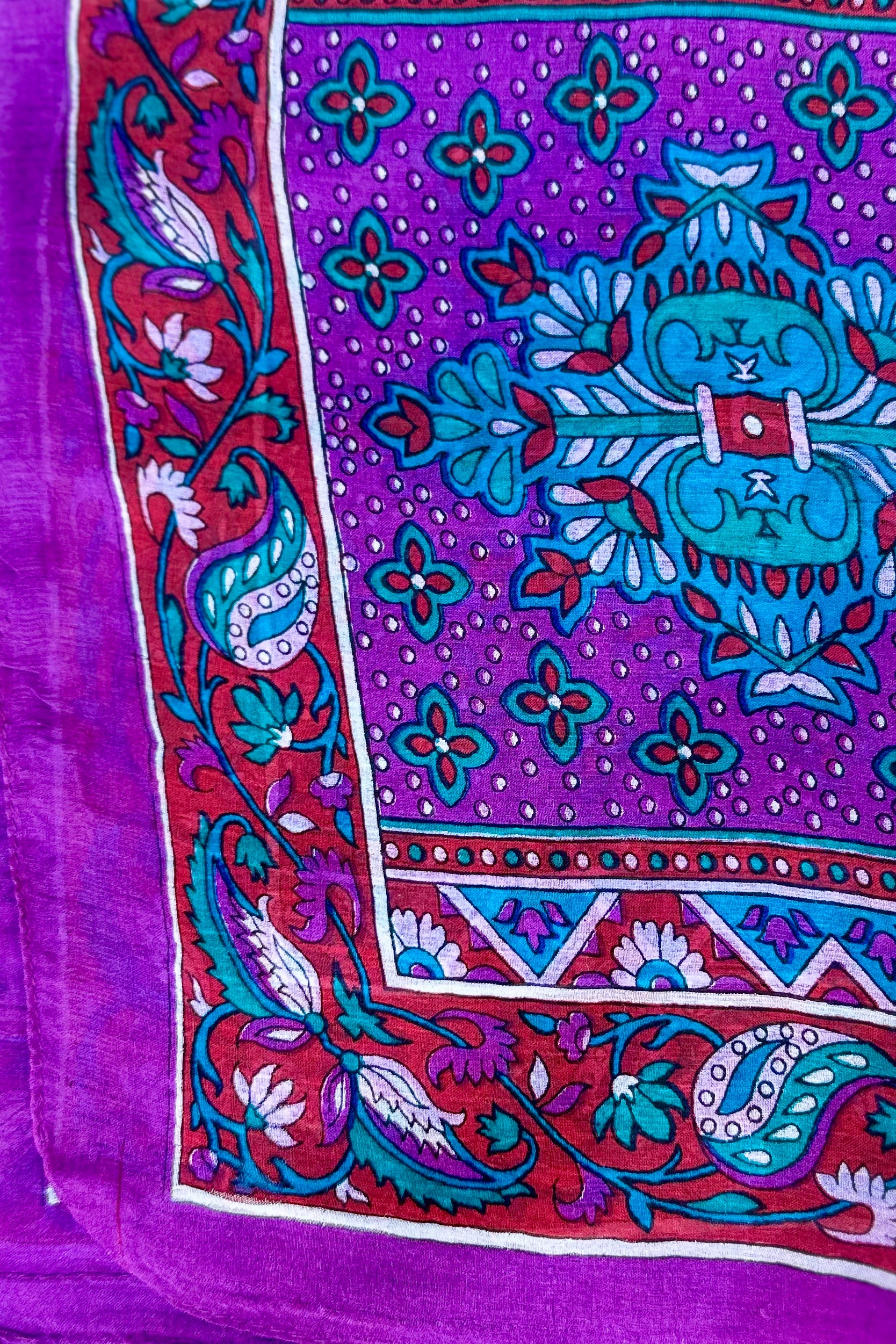 Silk Scarf In Purple Paisley