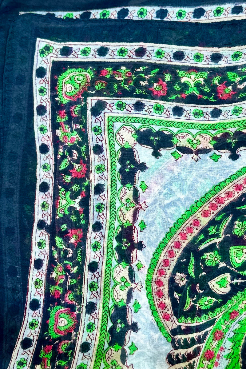 Silk Scarf In Ebony & Lime