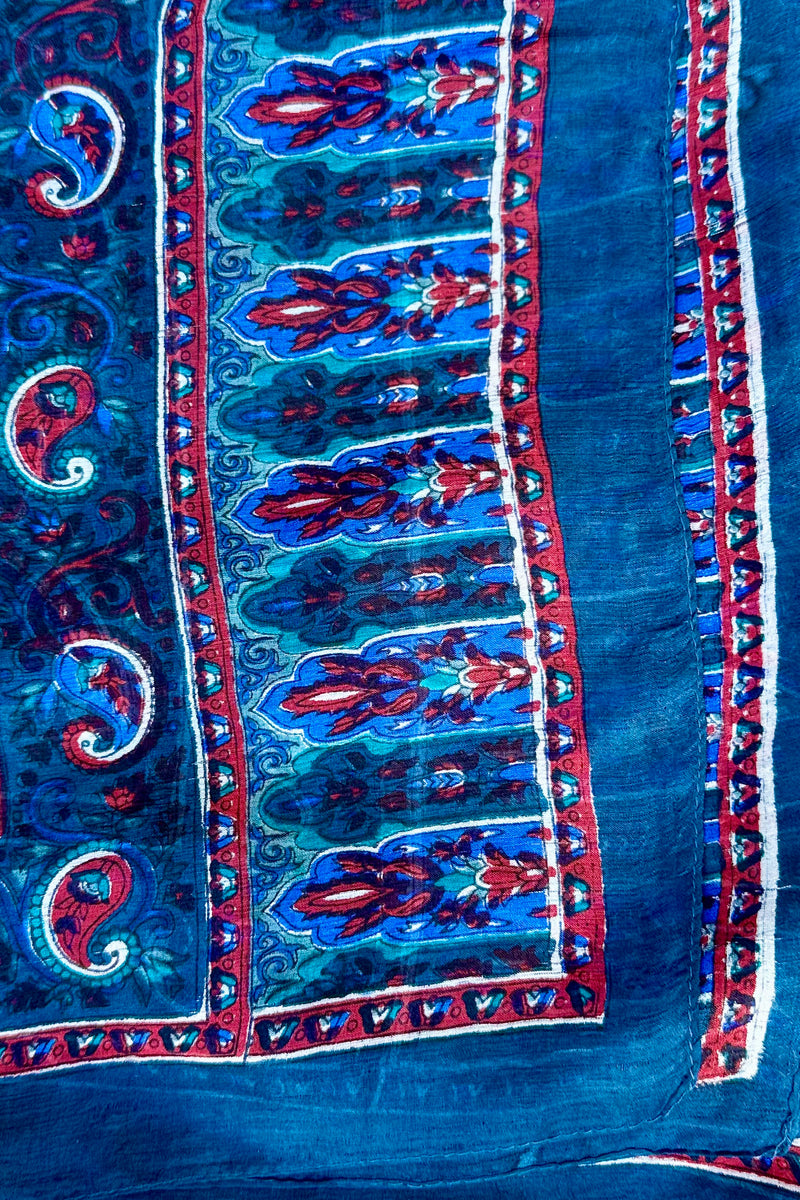 Silk Scarf In Navy Paisley