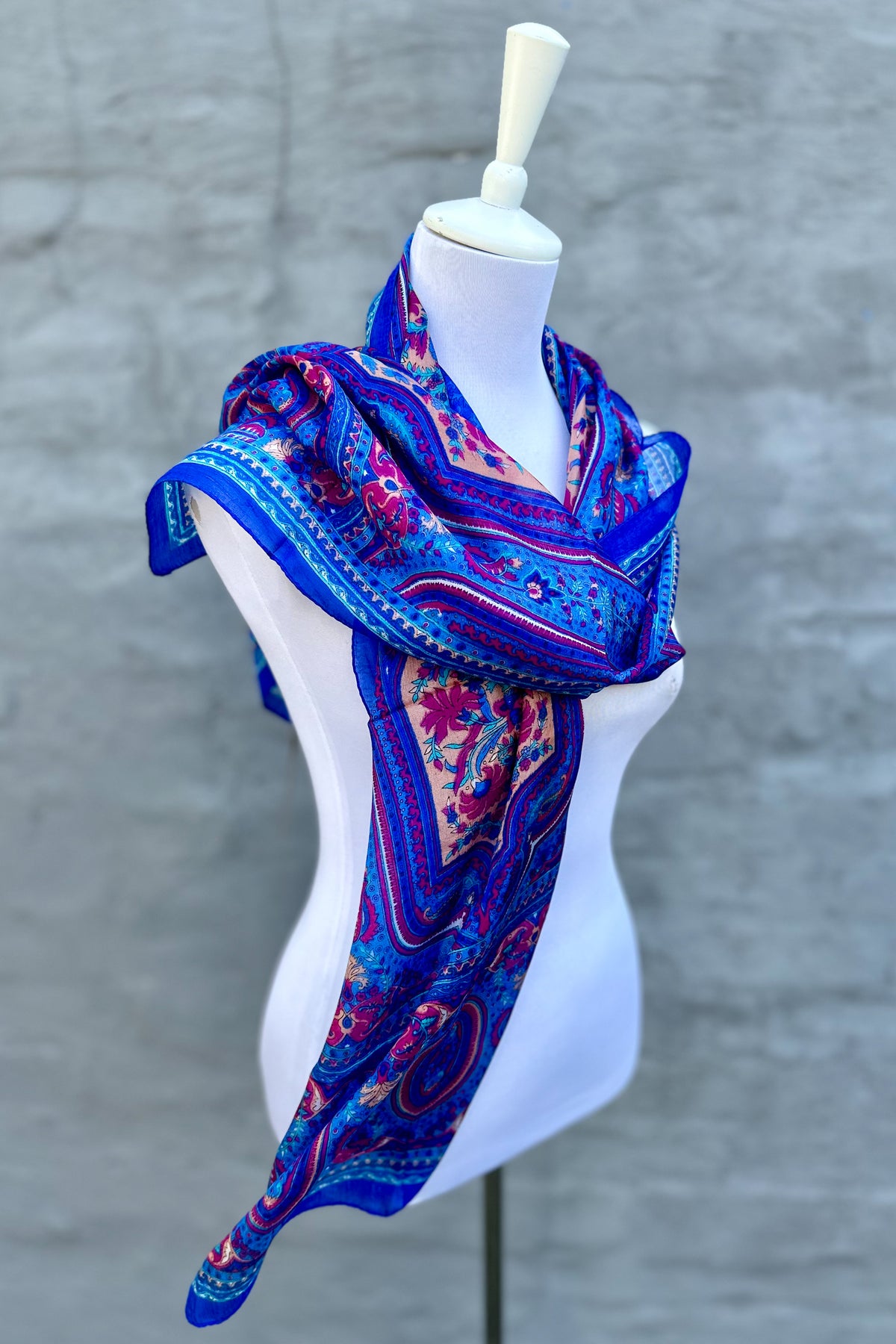 Silk Scarf In Azure Blue