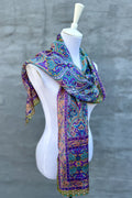 Silk Scarf In Olive & Violet