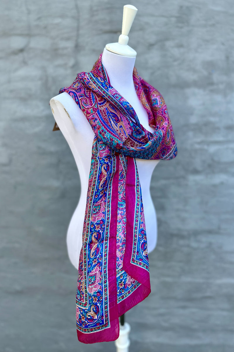 Silk Scarf In Cerise Paisley