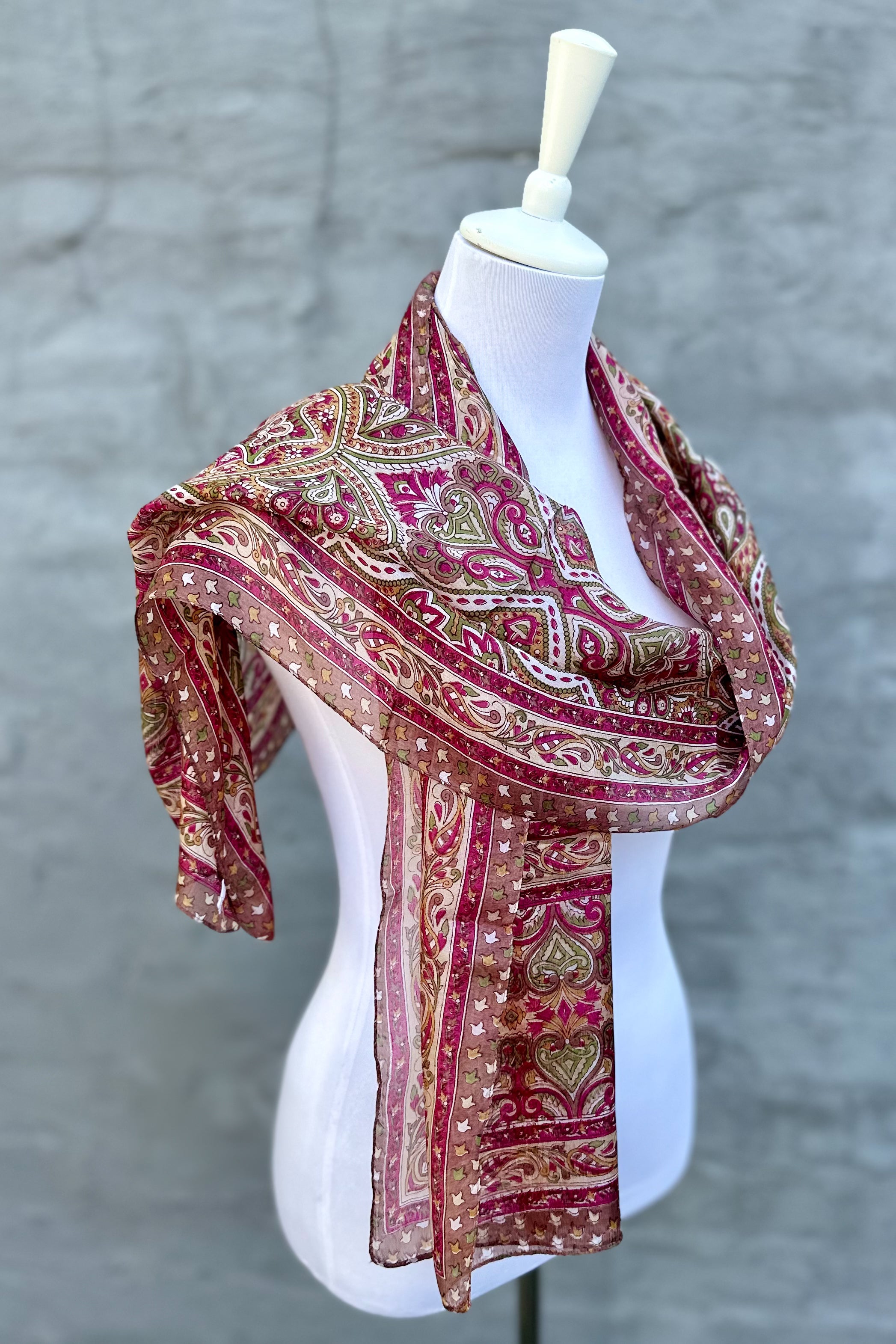 Silk Scarf In Cocoa Paisley
