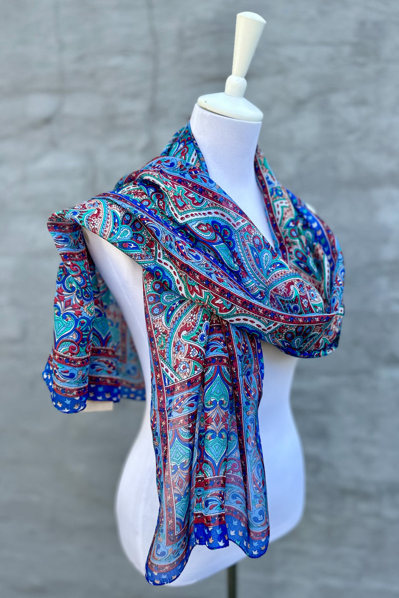 Silk Scarf In Cool Cobalt