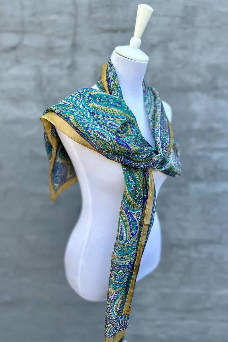 Silk Scarf In Golden Ocean