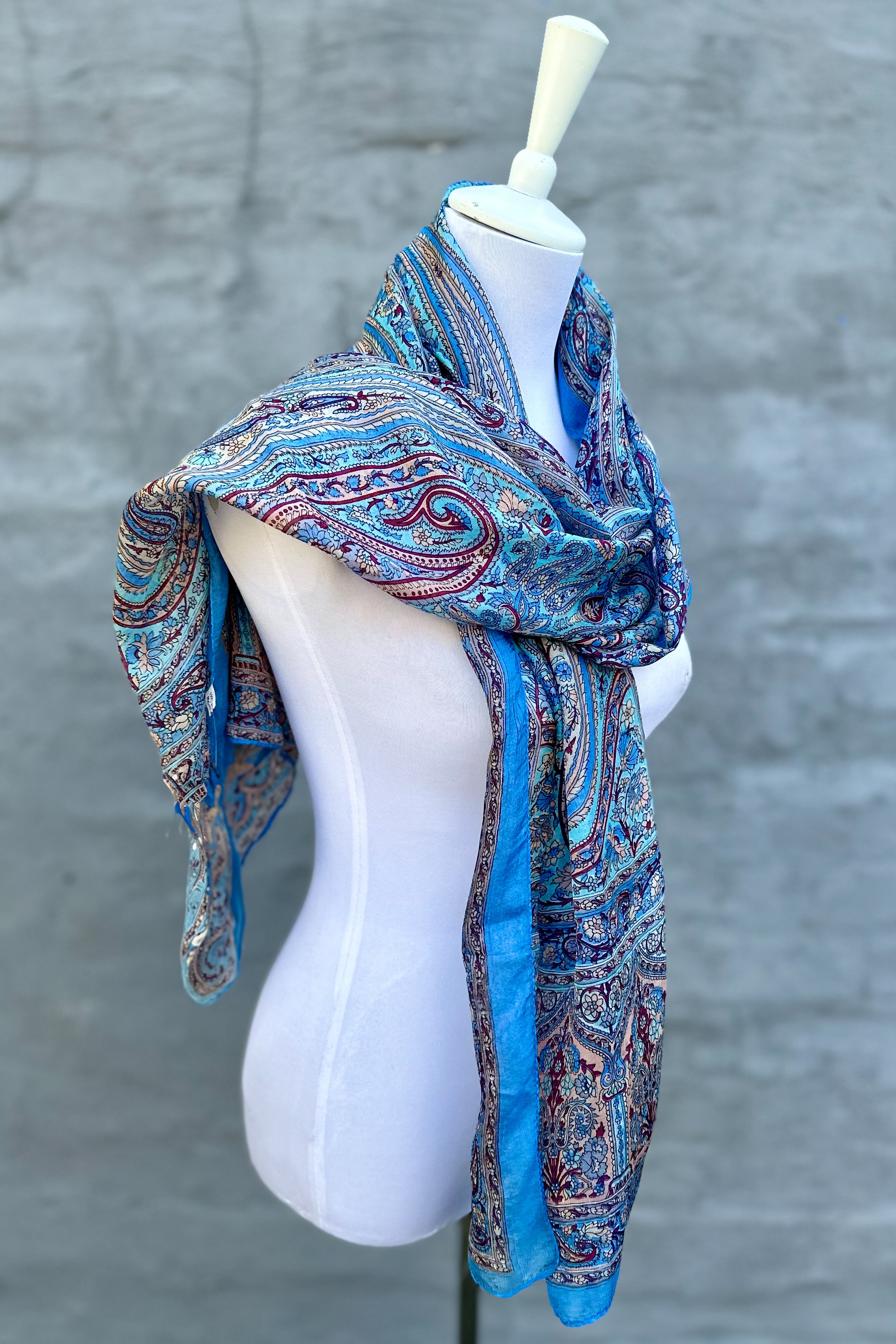 Silk Scarf In Sky Paisley