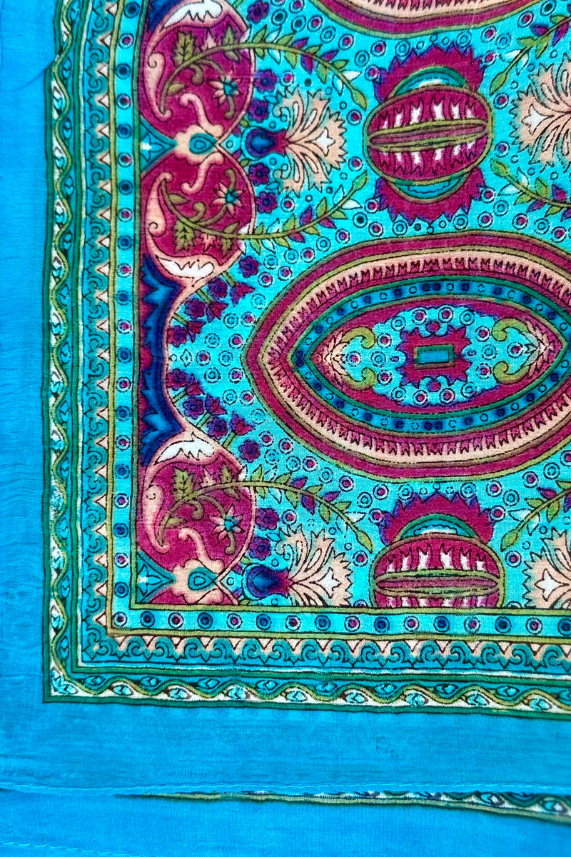 Silk Scarf In Teal & Wine