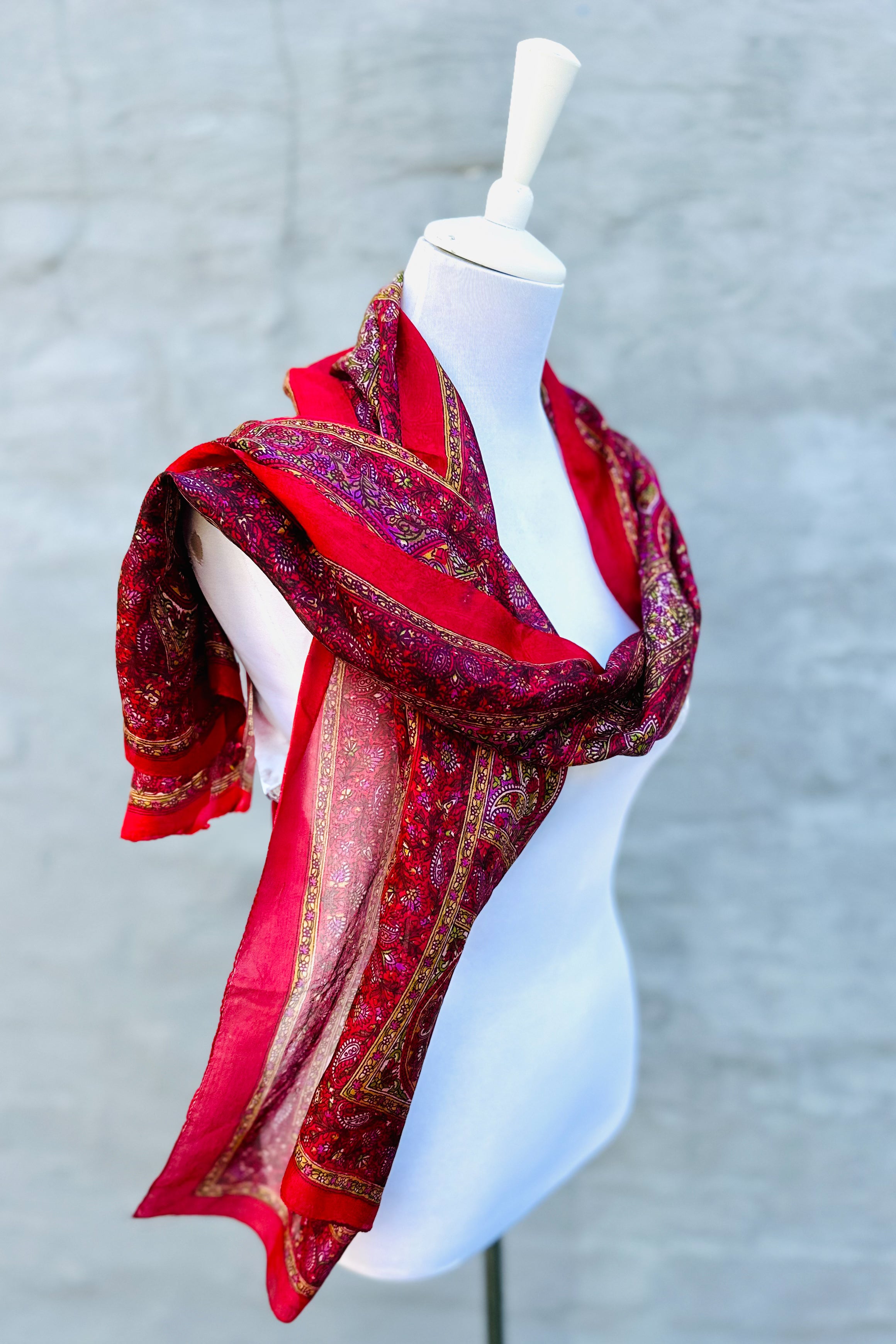 Silk Scarf In Ruby Red