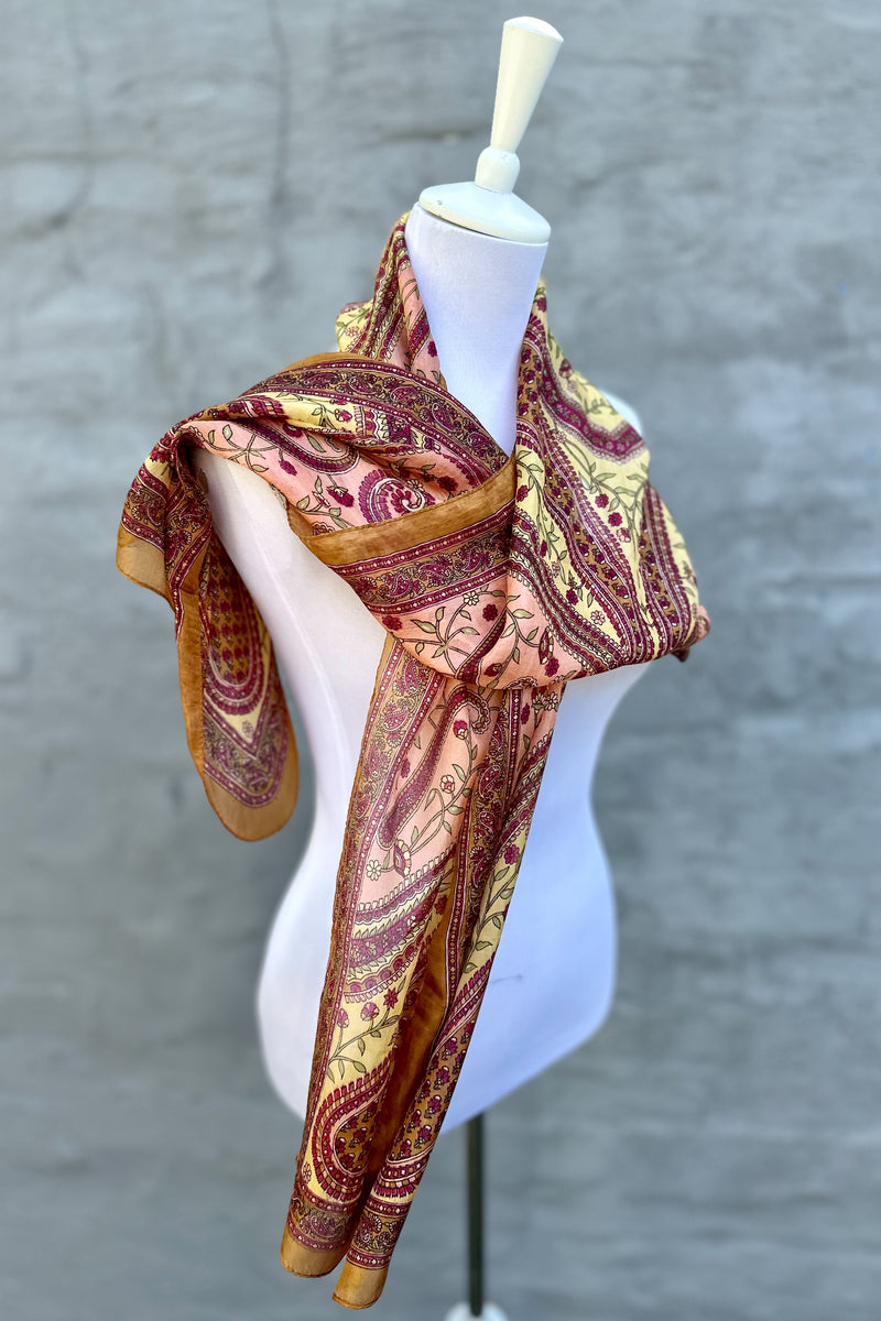 Silk Scarf In Golden Rose