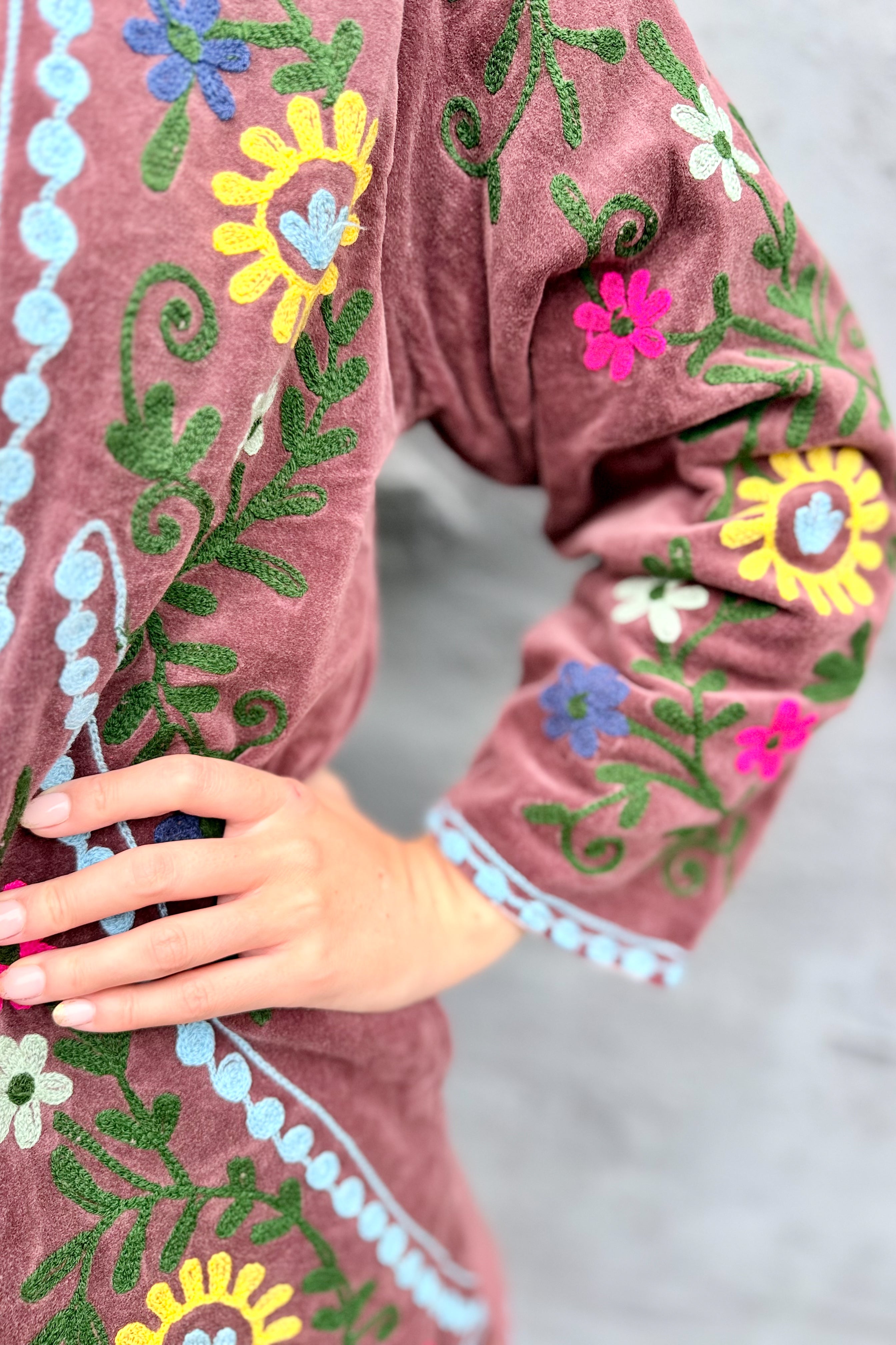 Velvet Mid-Length Jacket In Merlot