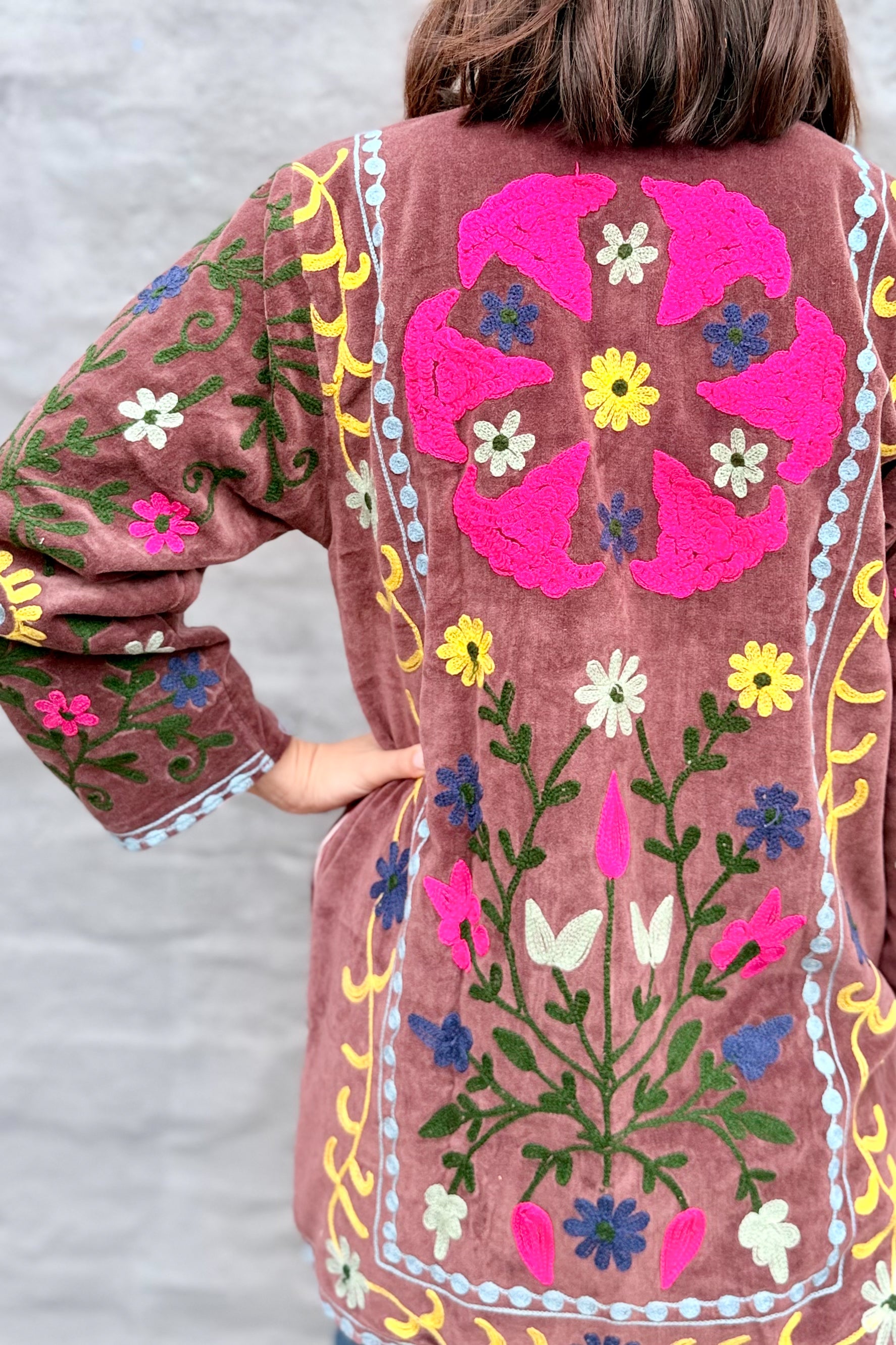 Velvet Mid-Length Jacket In Merlot