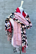 Cashmere-Blend Scarf In Scarlet Animal