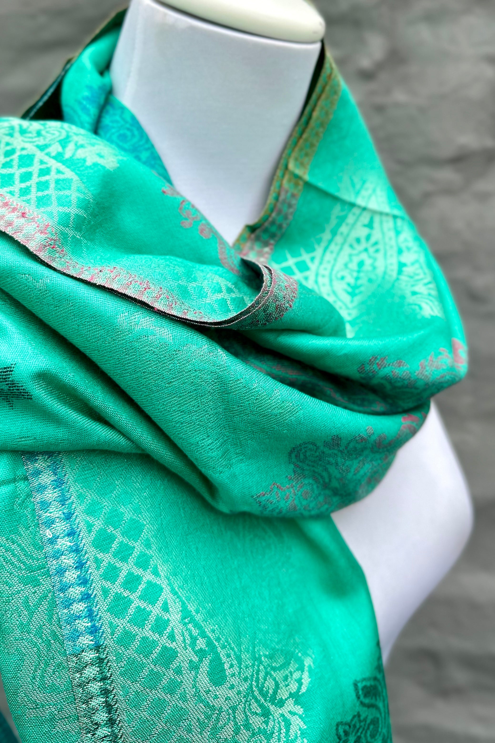 Cashmere & Bamboo Scarf In Sea Green