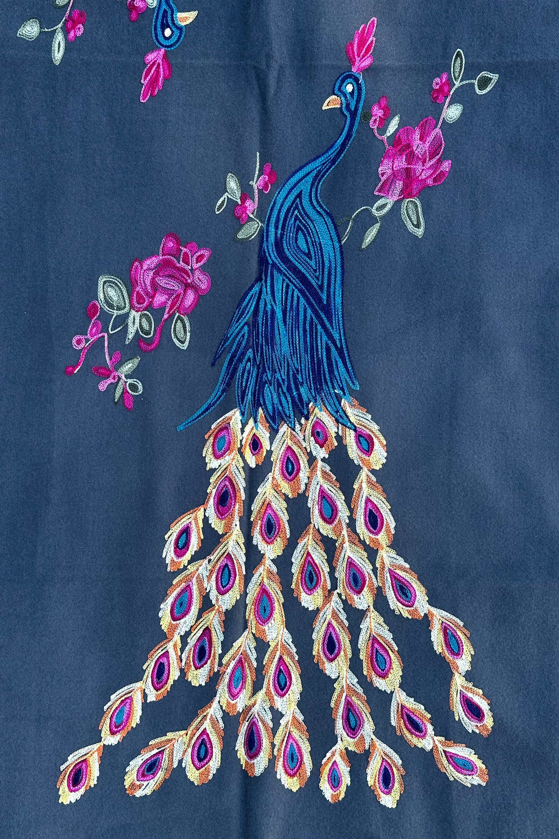 Cashmere Pashmina In Slate Peacock