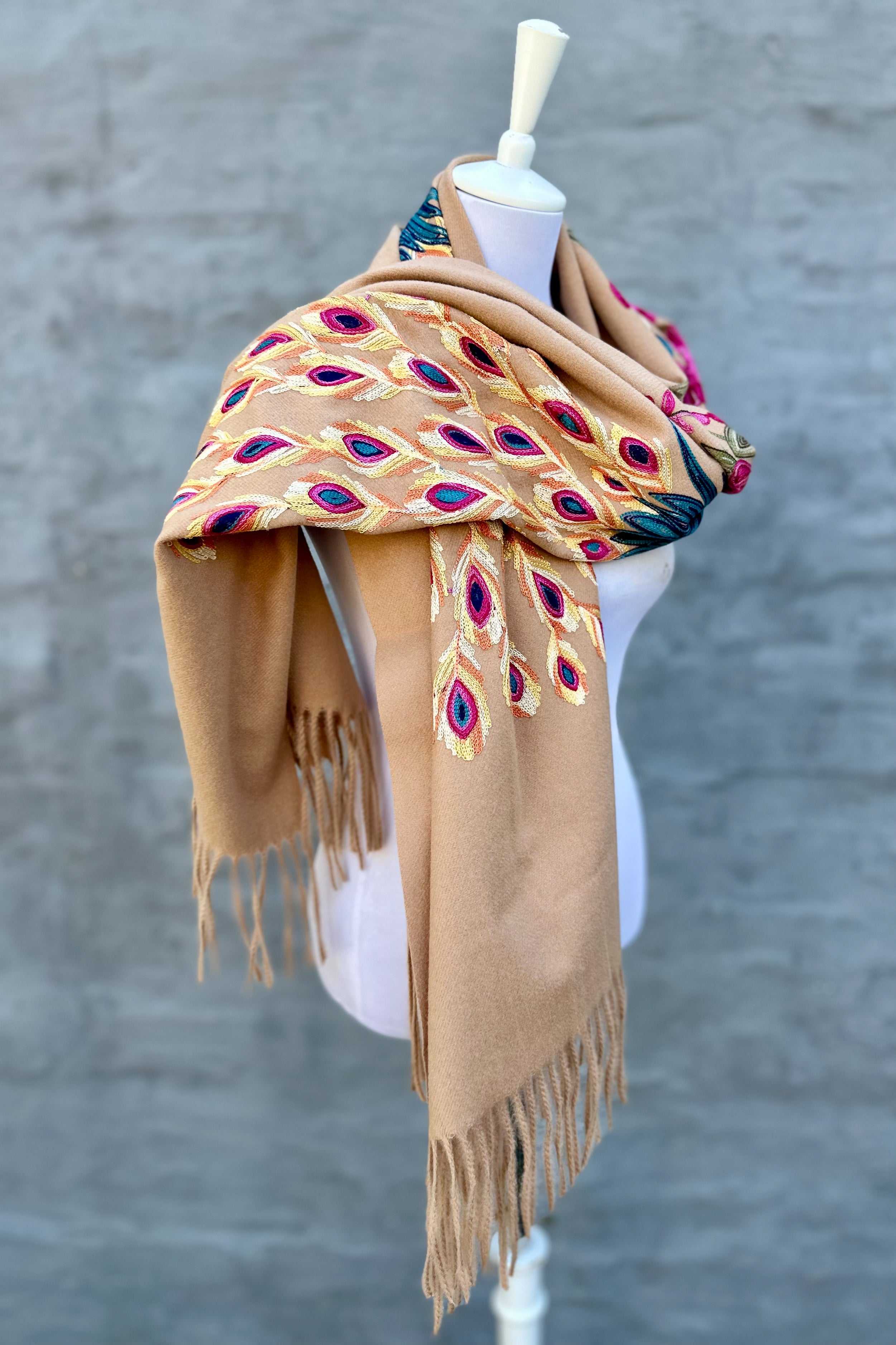 Cashmere Pashmina In Sandy Peacock