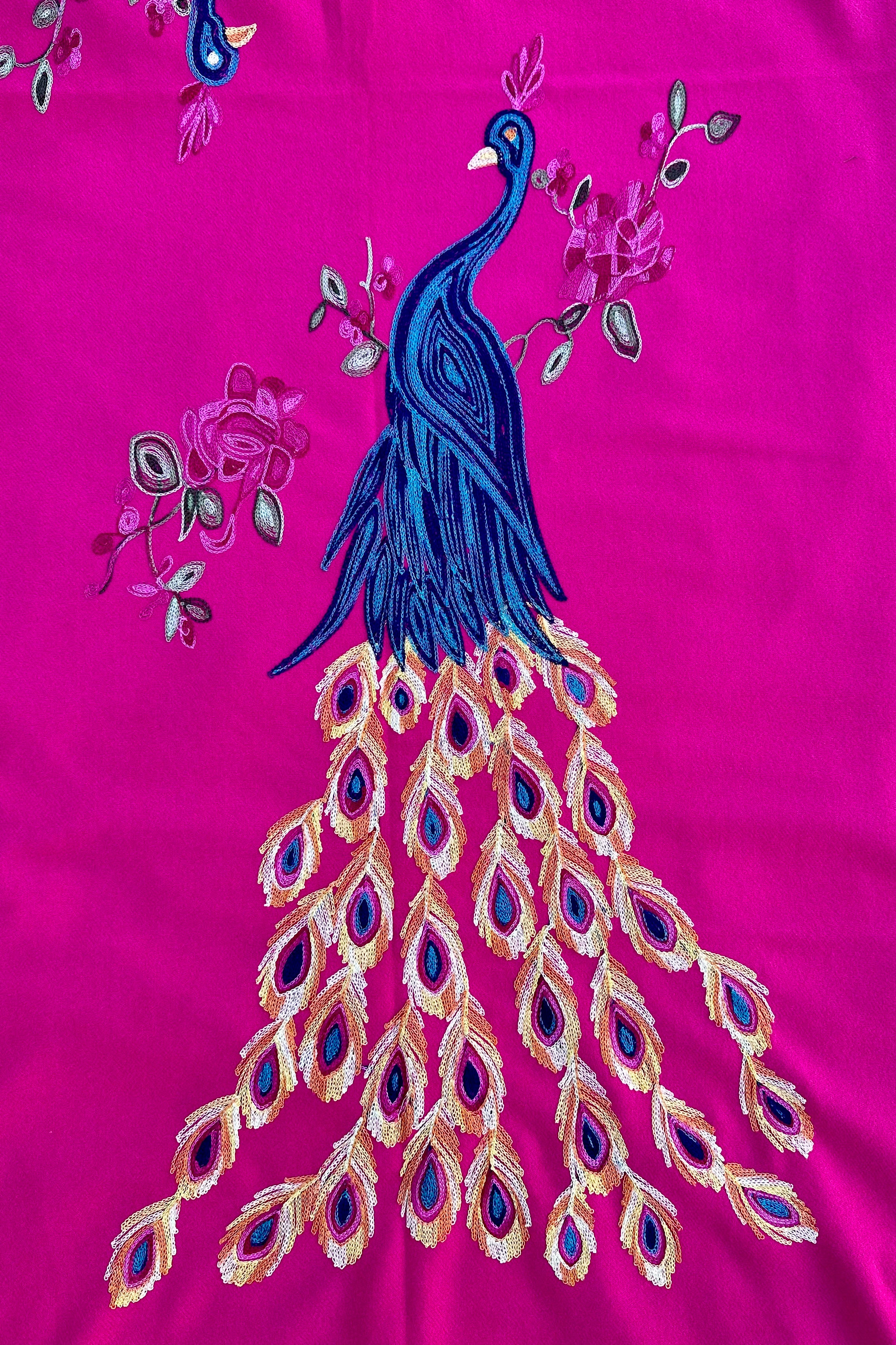 Cashmere Pashmina In Fuchsia Peacock