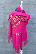 Cashmere Pashmina In Fuchsia Peacock