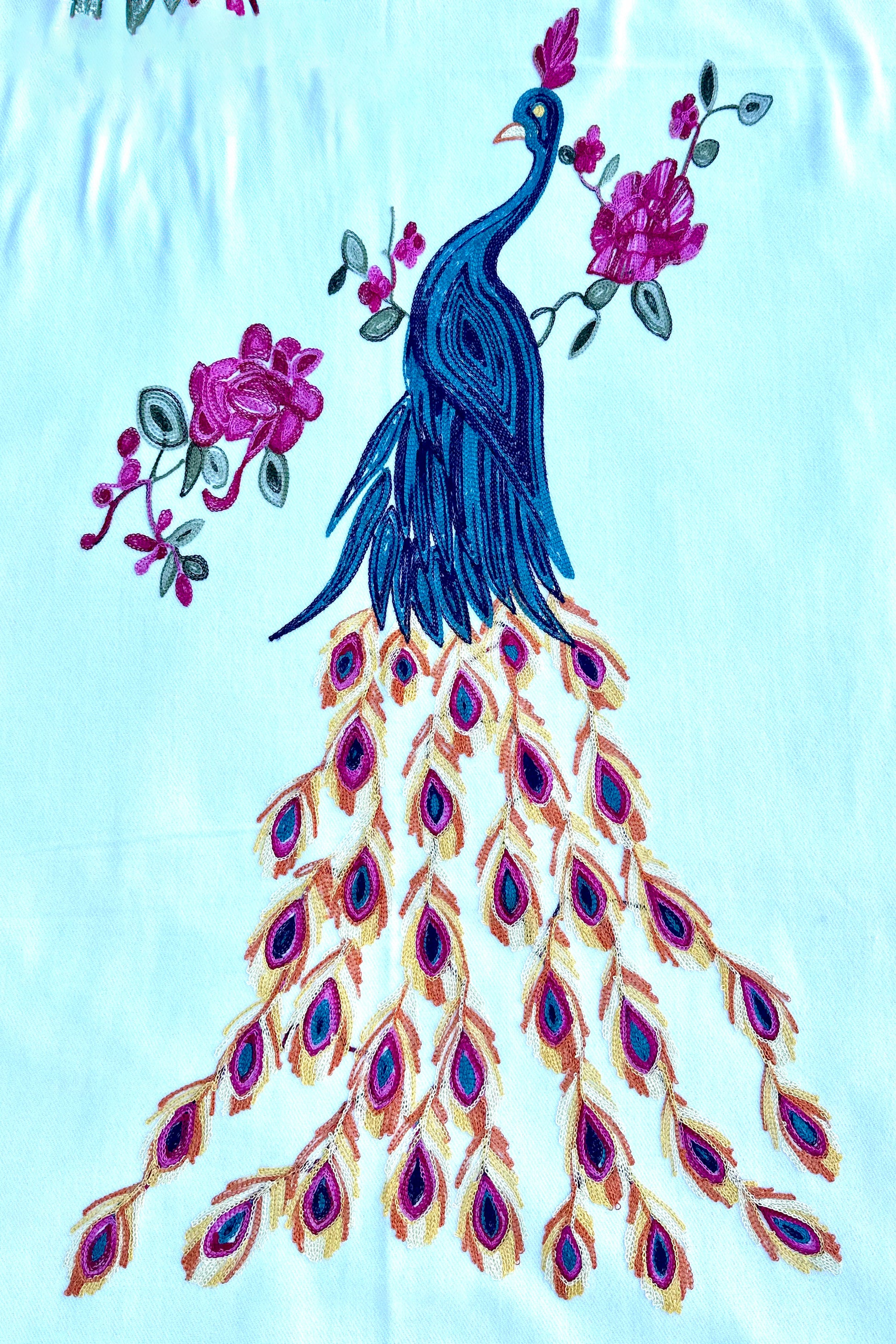 Cashmere Pashmina In Cream Peacock