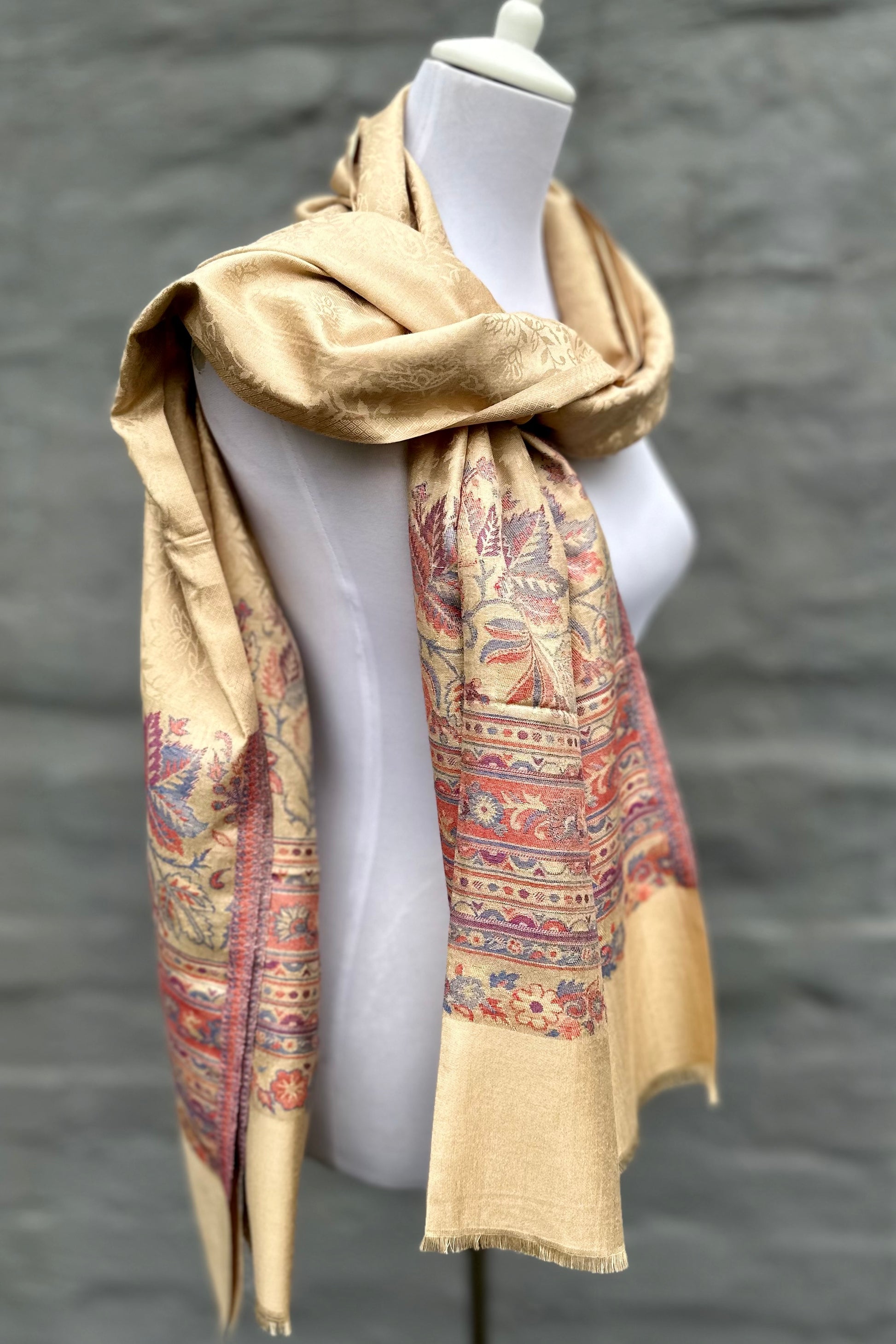 Cashmere & Bamboo Scarf In Vintage Gold