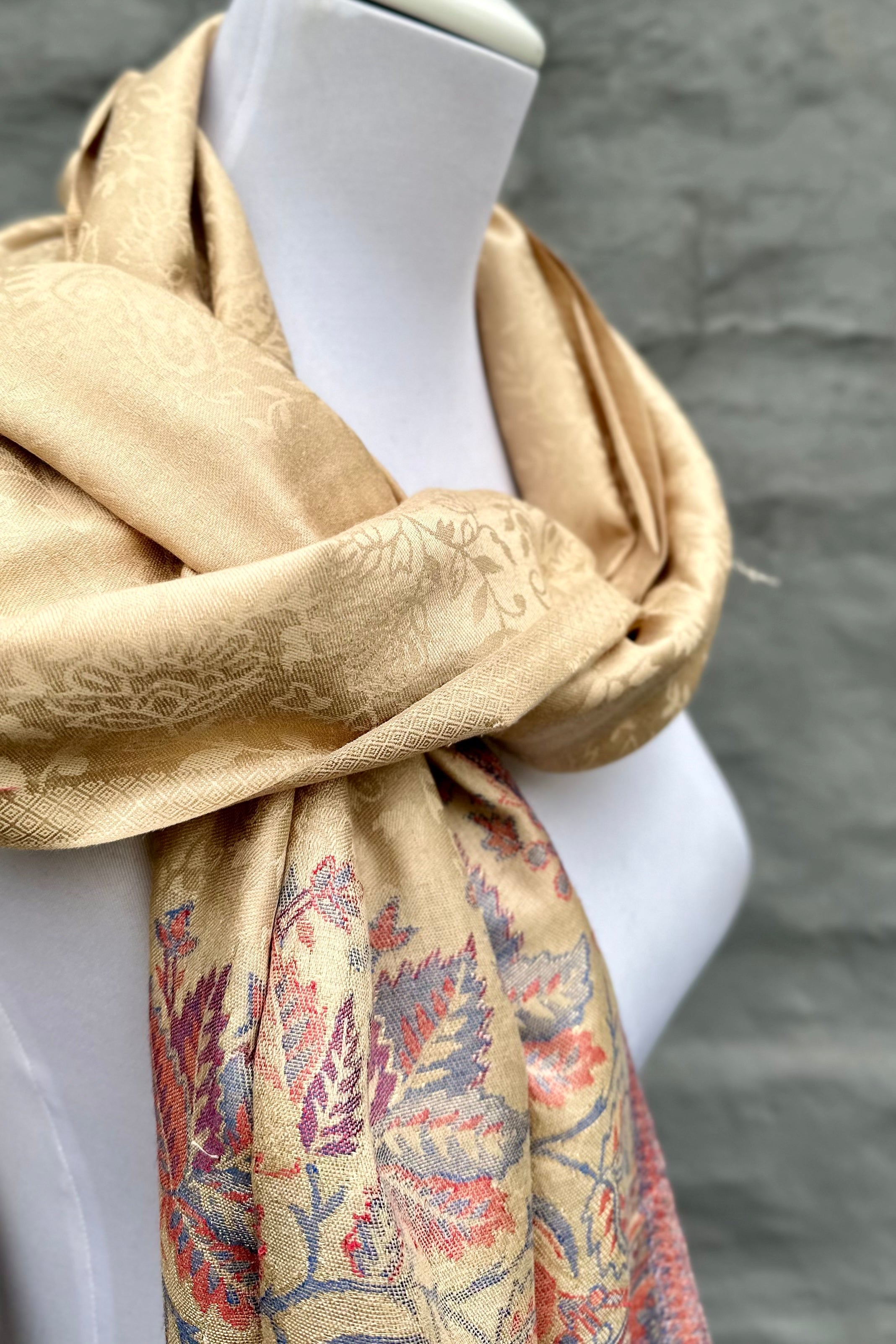 Cashmere & Bamboo Scarf In Vintage Gold