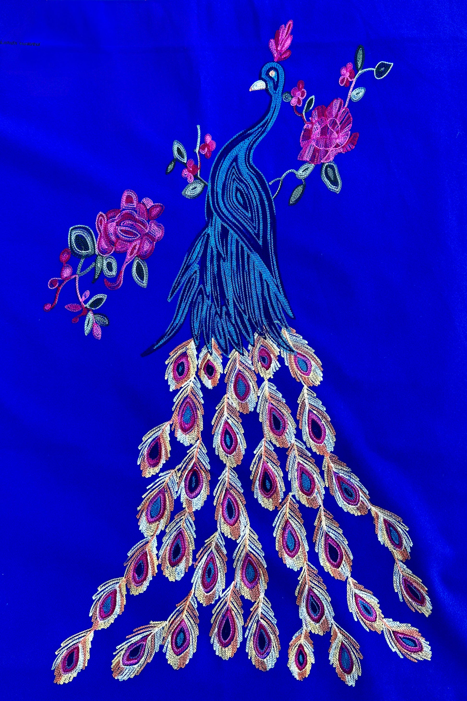 Cashmere Pashmina In Sapphire Peacock