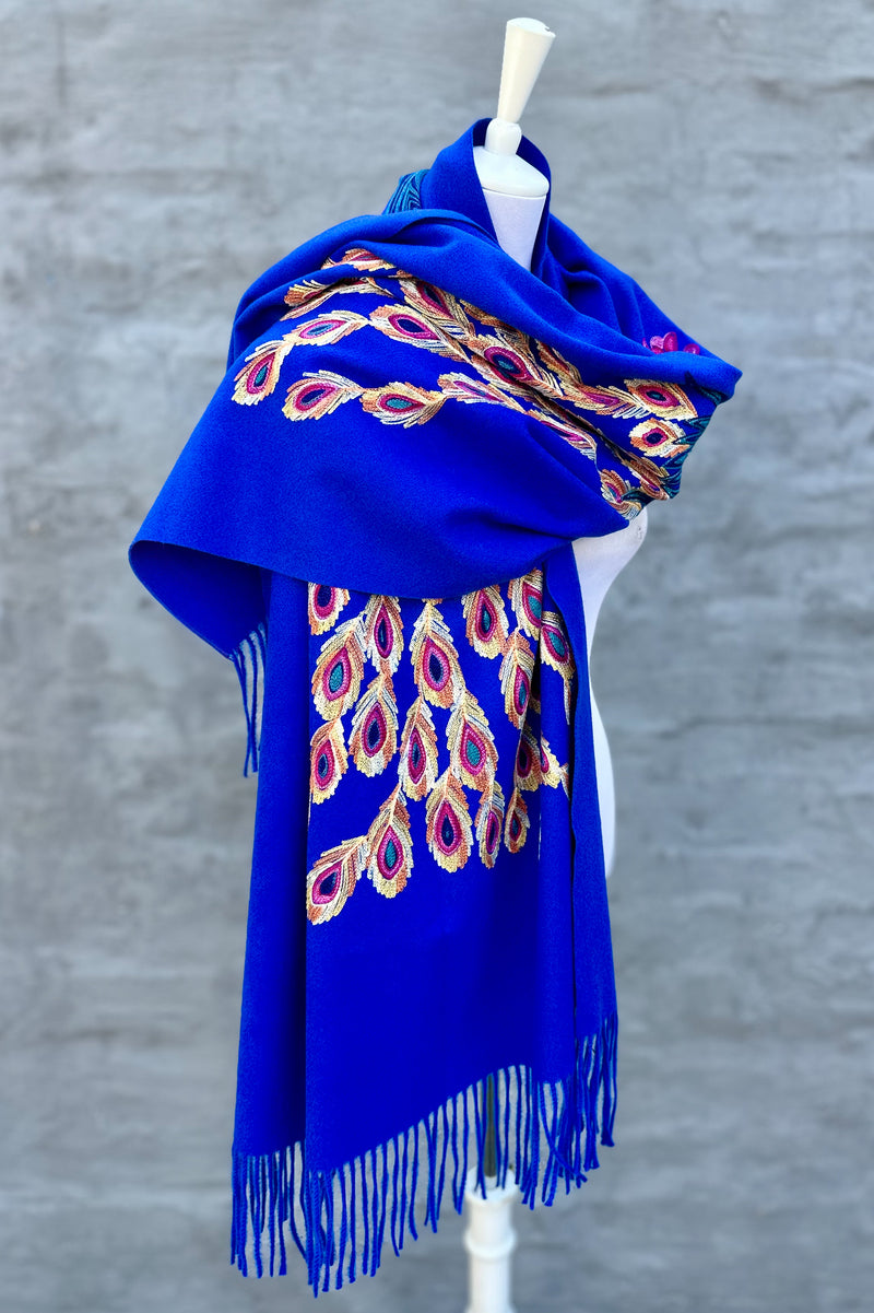 Cashmere Pashmina In Sapphire Peacock
