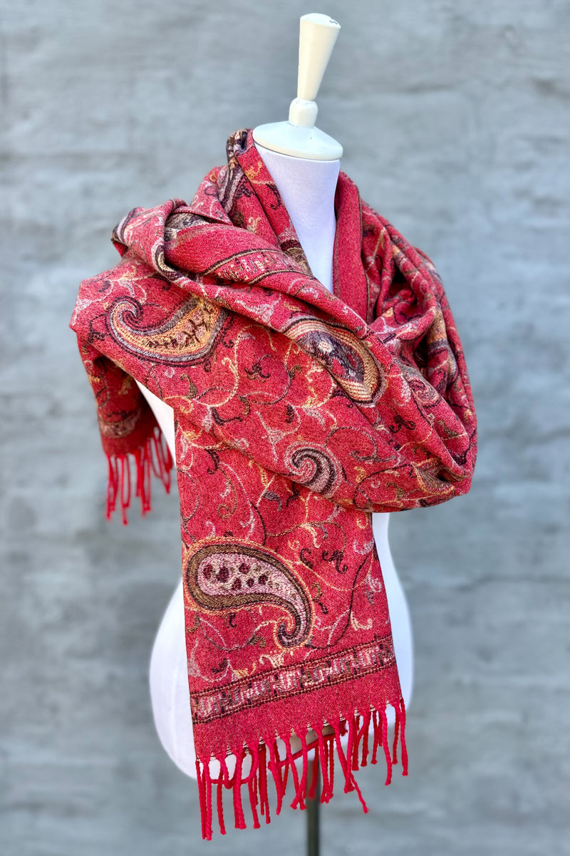 Cashmere Pashmina In Rust Paisley