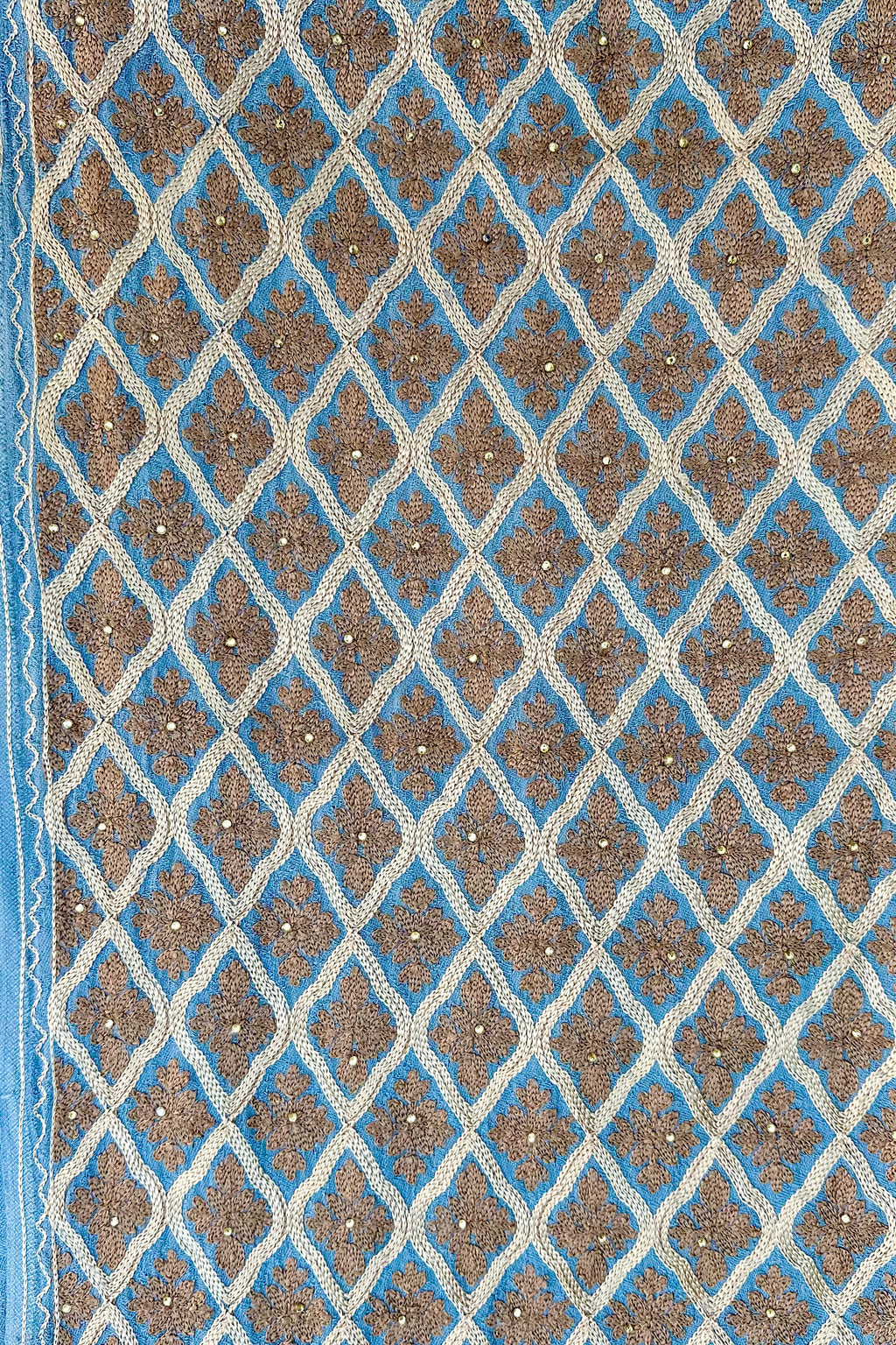 Embroidered Pashmina In Silver & Gold