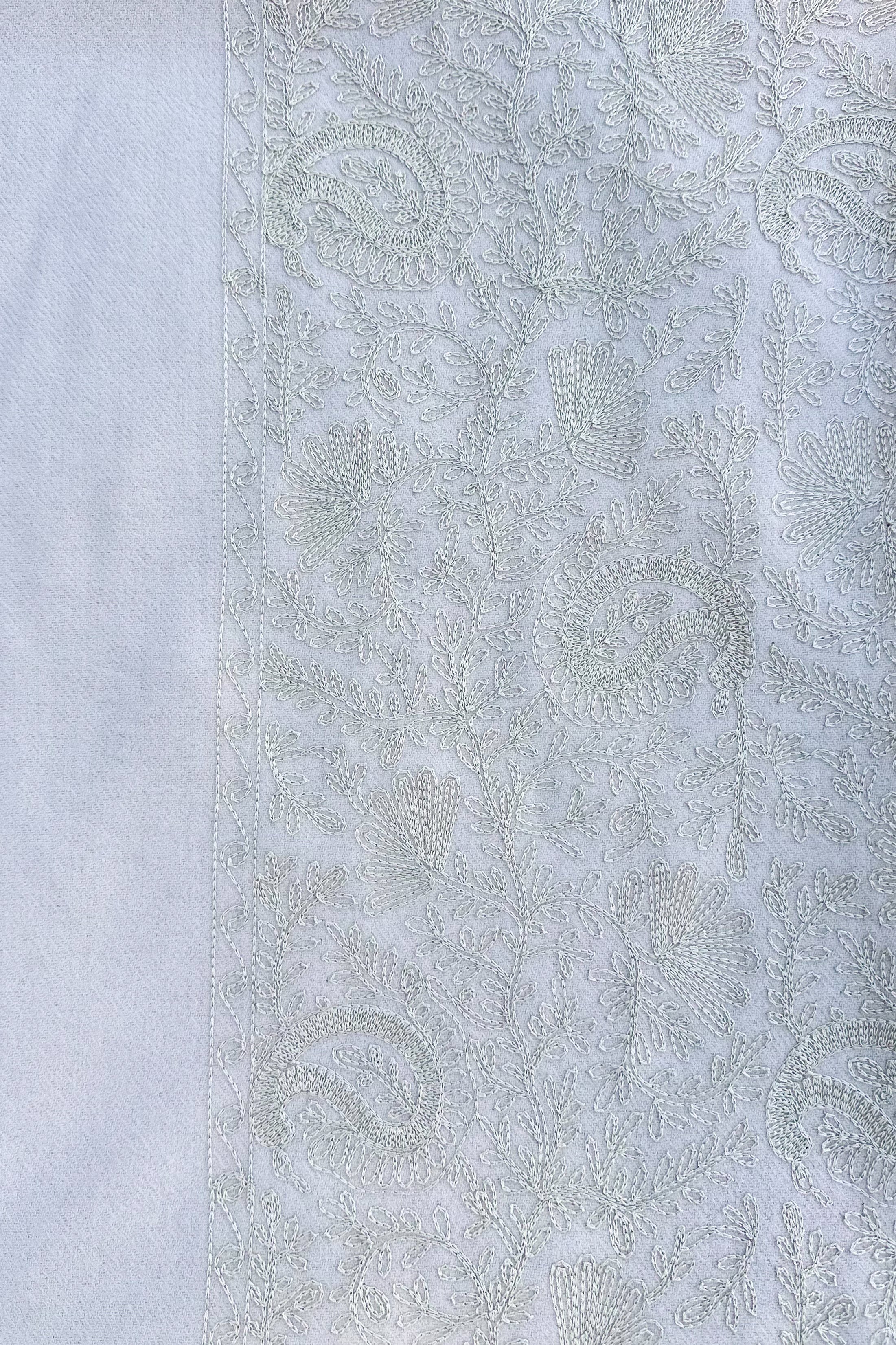 Embroidered Cashmere Pashmina In Sand