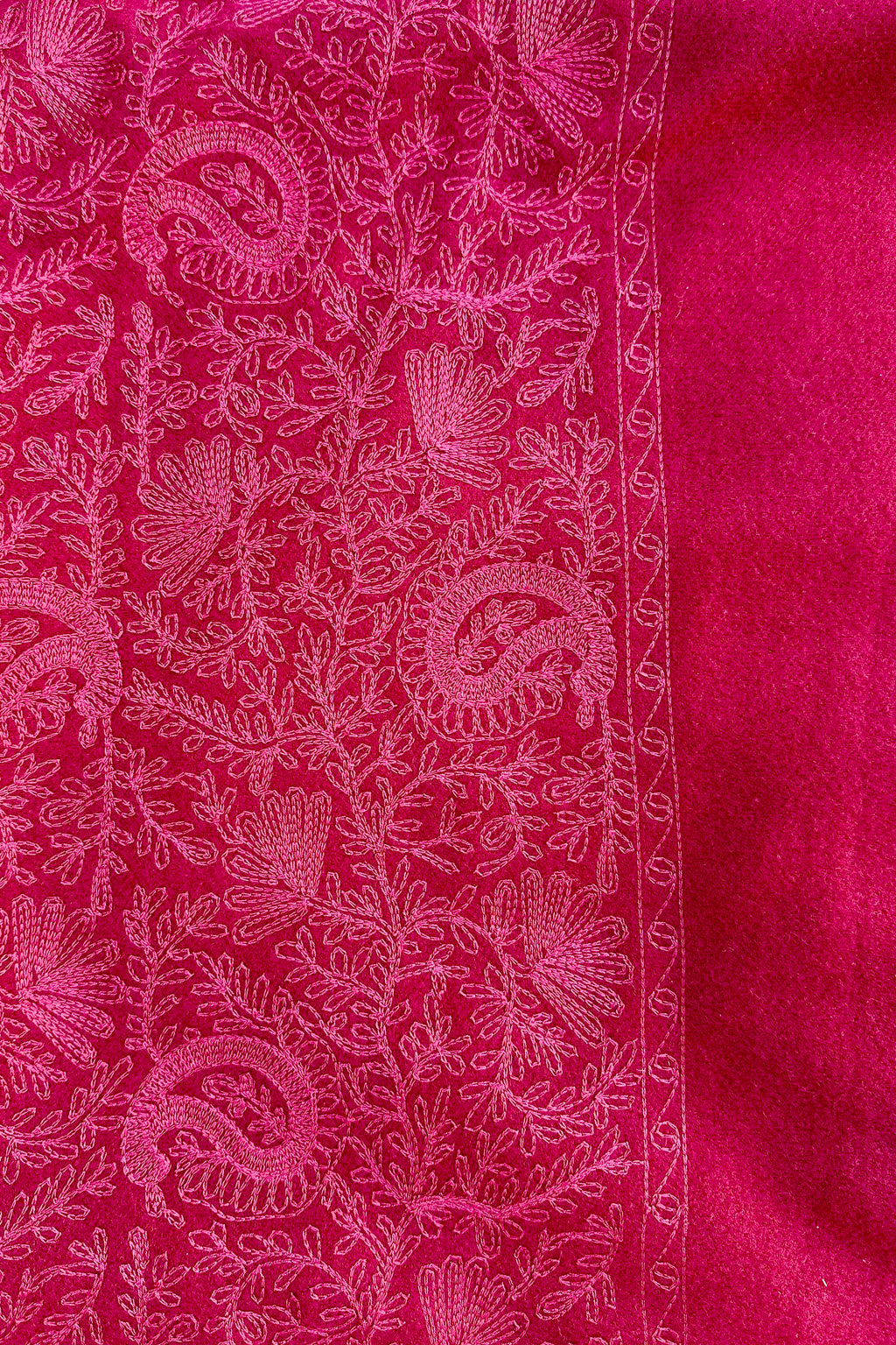 Embroidered Cashmere Pashmina In Burgundy