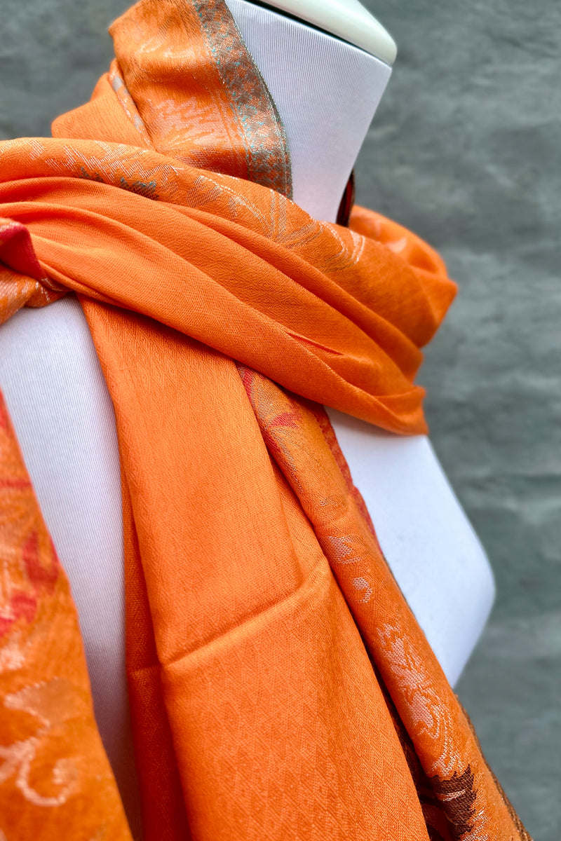 Cashmere & Bamboo Scarf In Autumn Fire