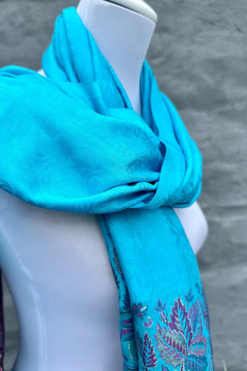 Cashmere & Bamboo Scarf In Autumn Blues