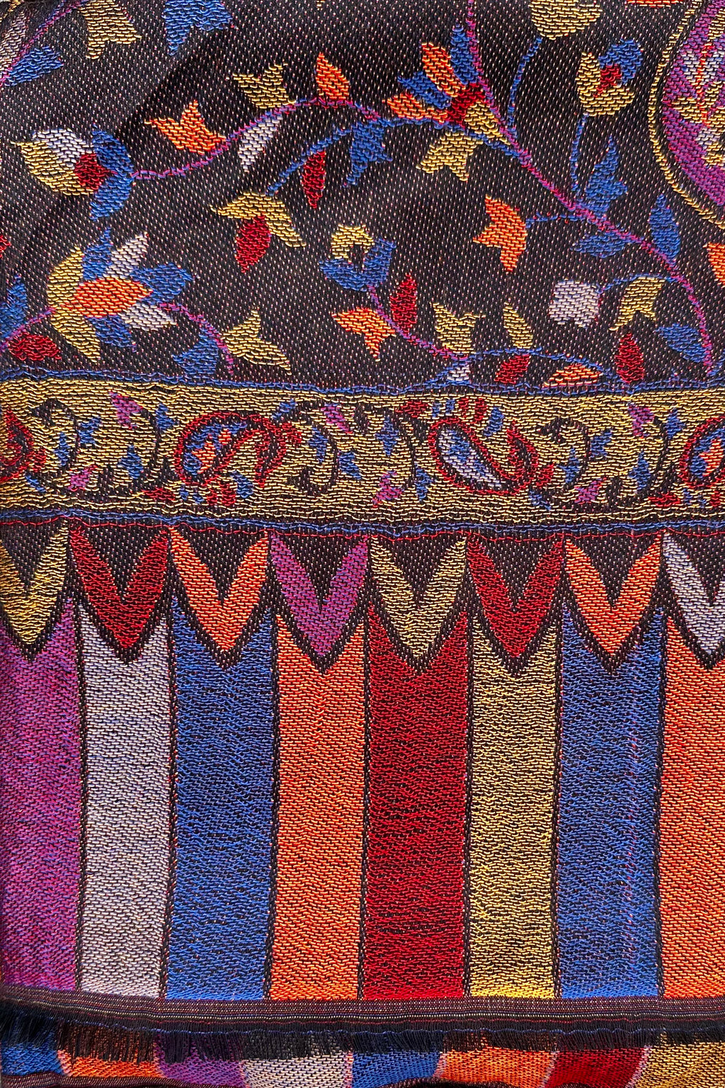 Cashmere & Bamboo Scarf In Chocolate Floral