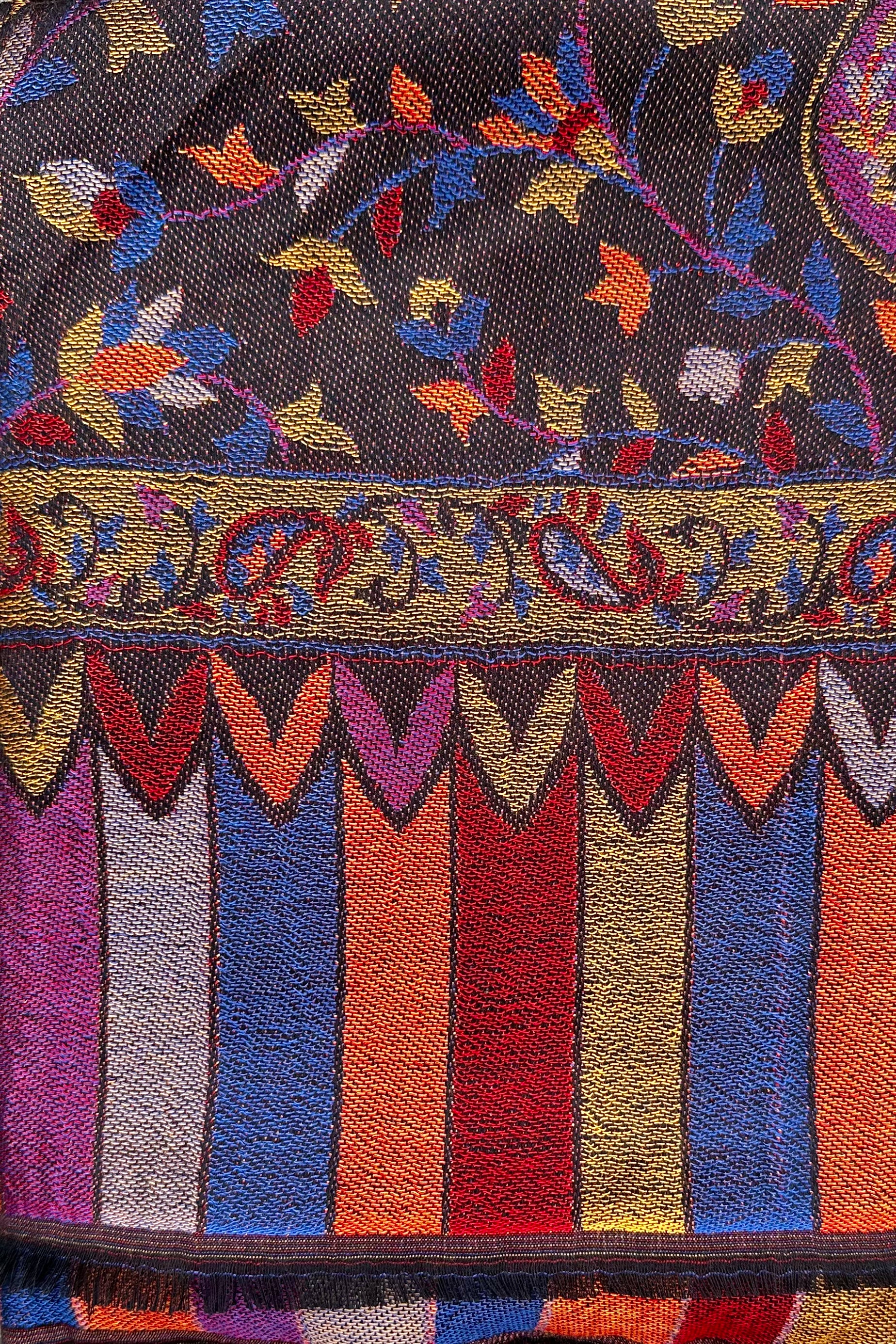 Cashmere & Bamboo Scarf In Chocolate Floral