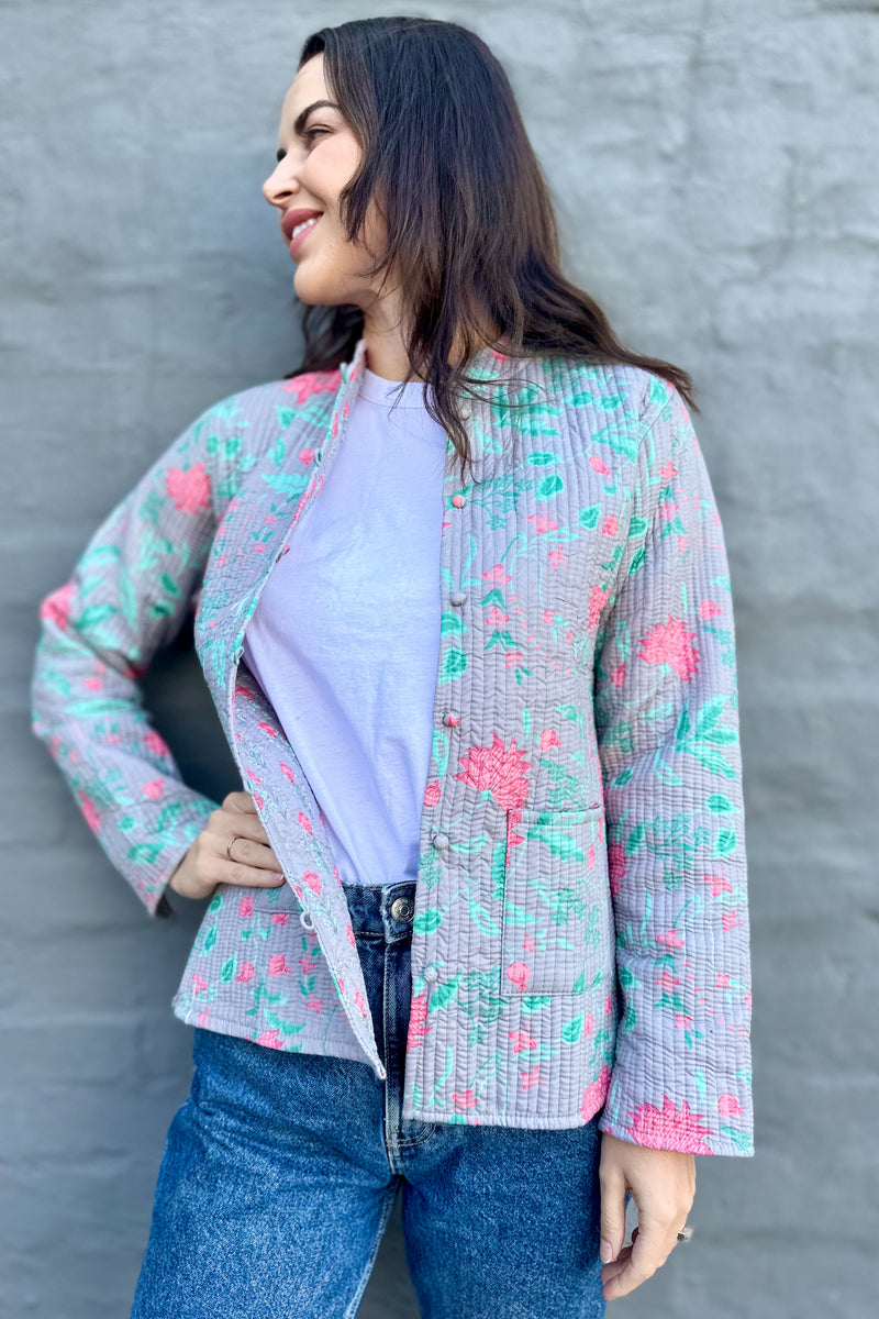 Quilted Cotton Jacket In Misty Rose