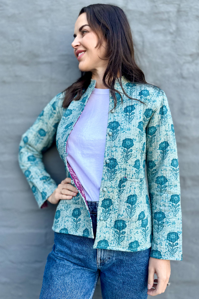 Quilted Cotton Jacket In Jade Marigold