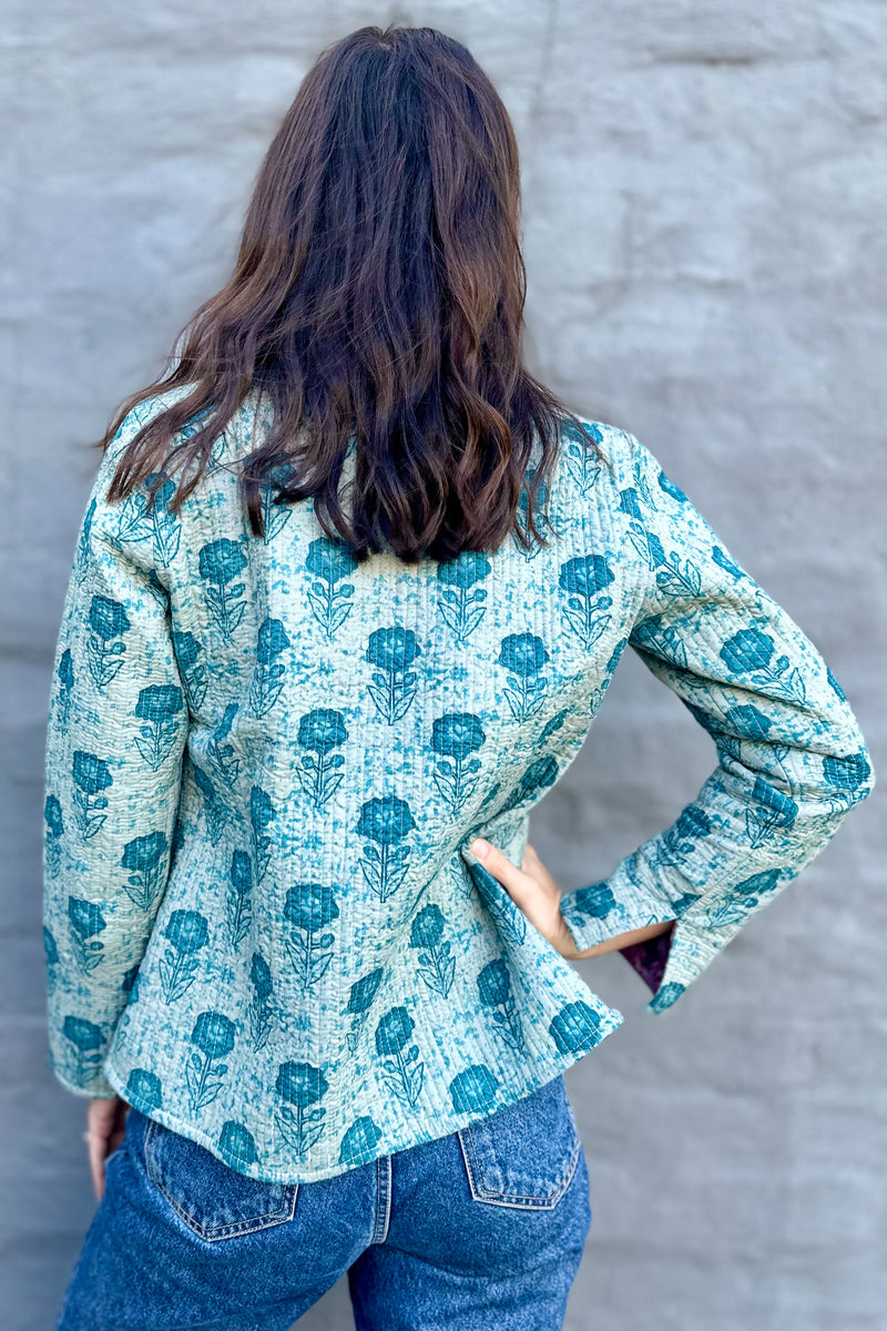 Quilted Cotton Jacket In Jade Marigold