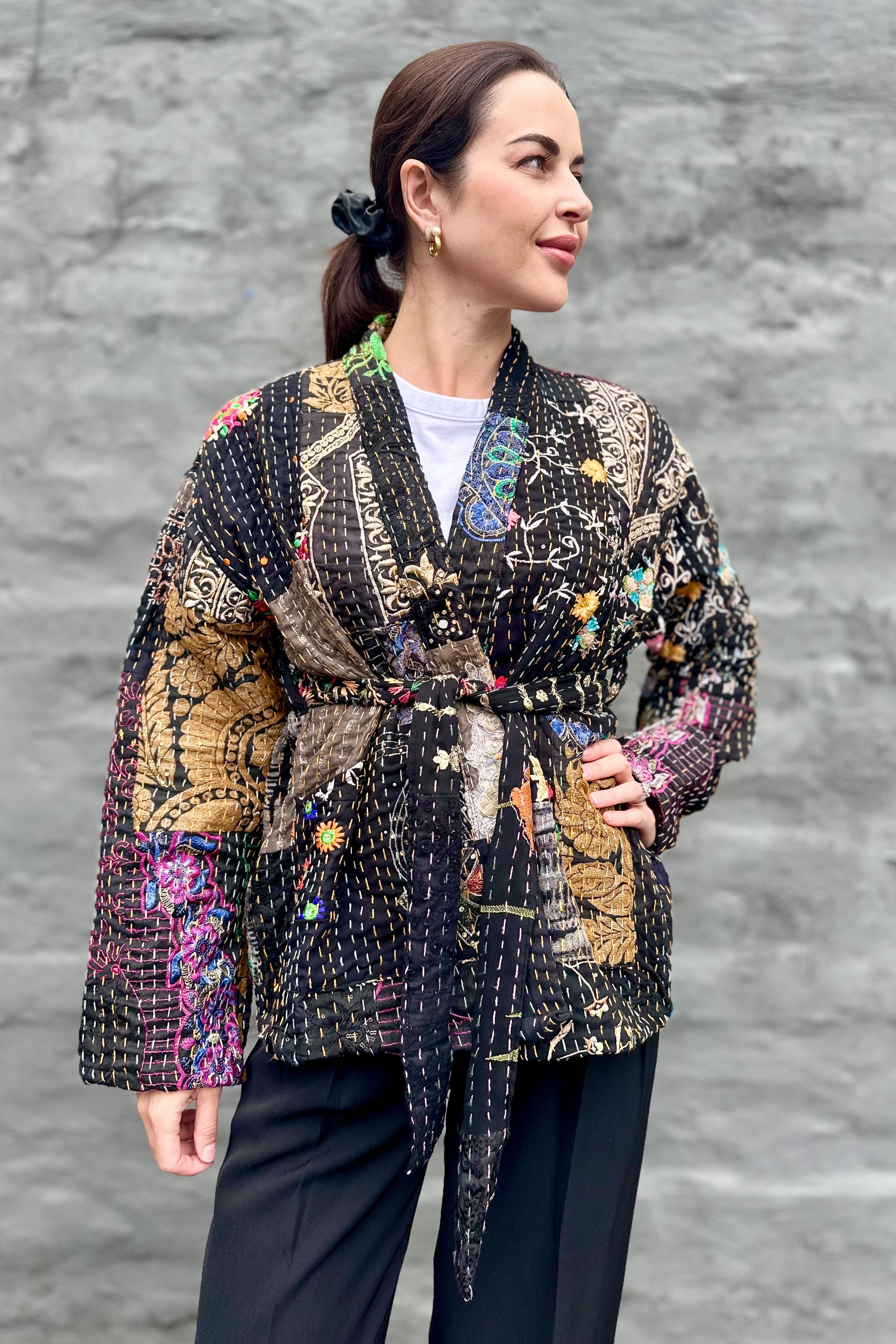 Kantha Jacket In Onyx