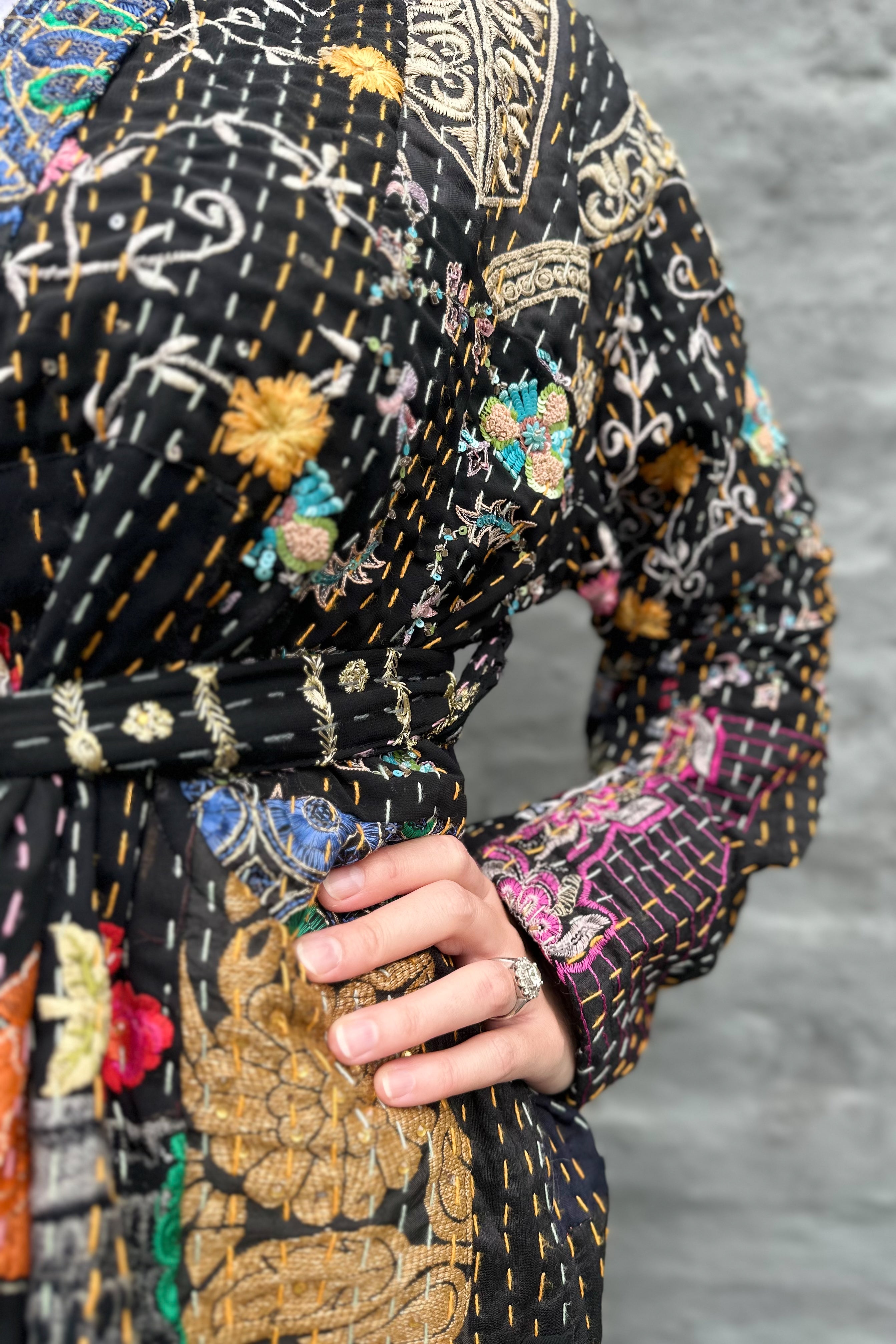 Kantha Jacket In Onyx