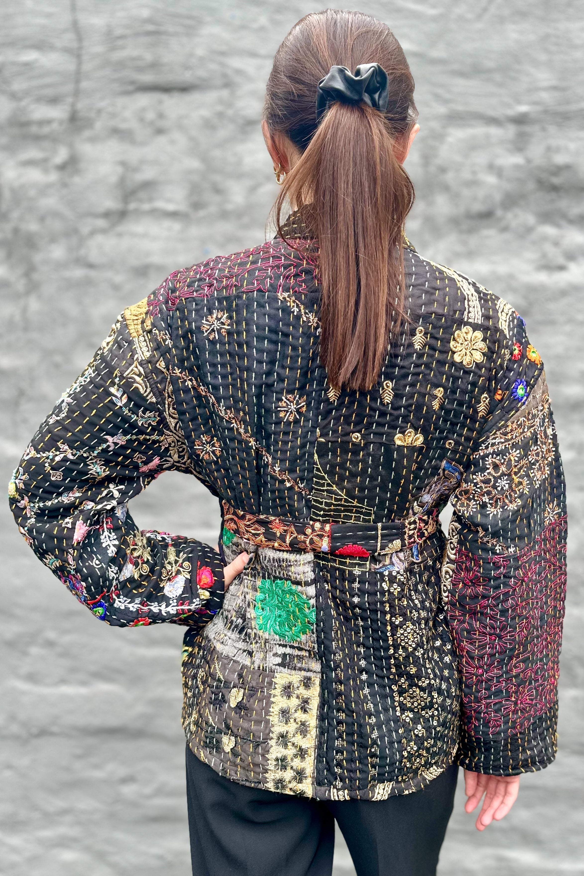 Kantha Jacket In Onyx