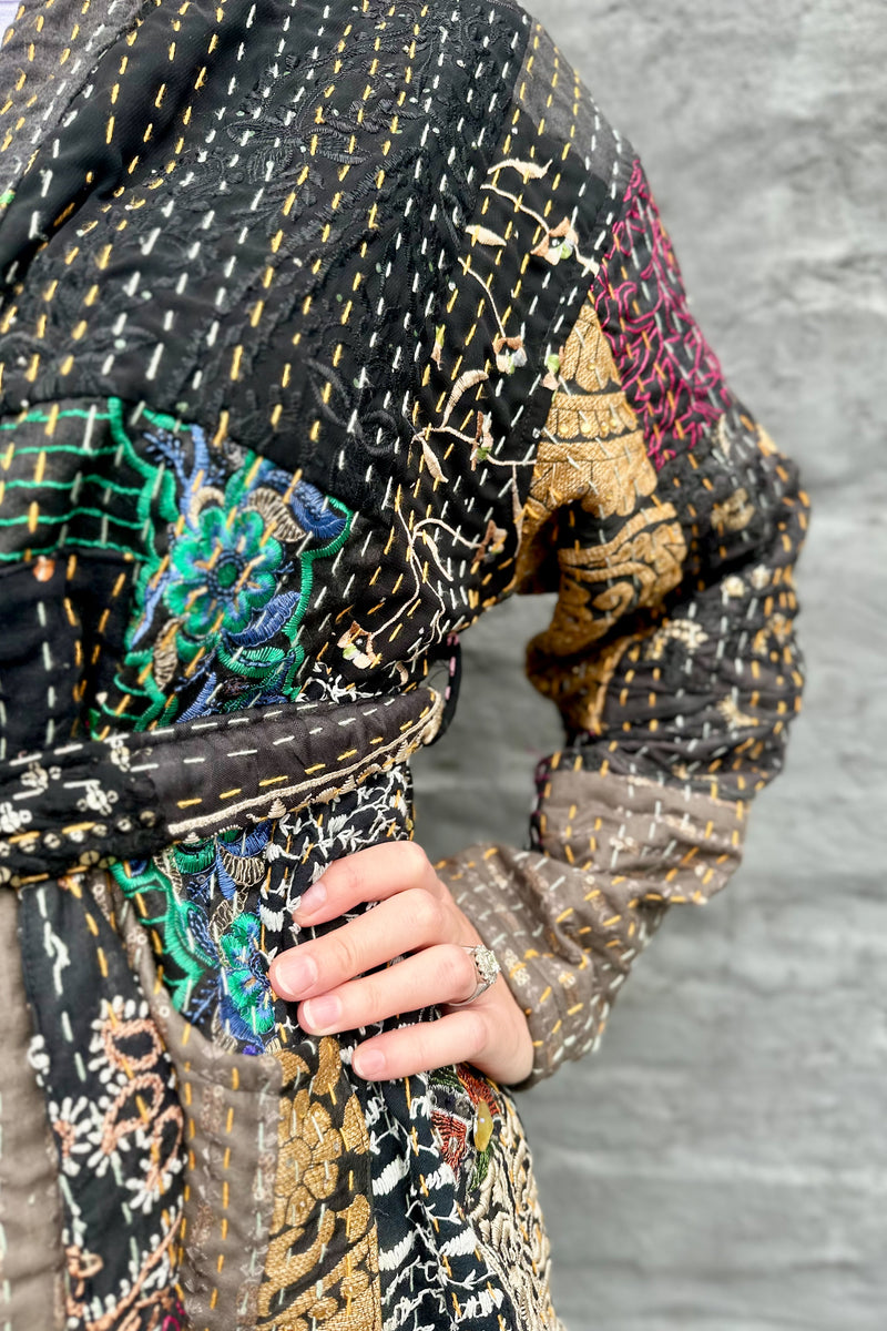 Kantha Jacket In Ebony