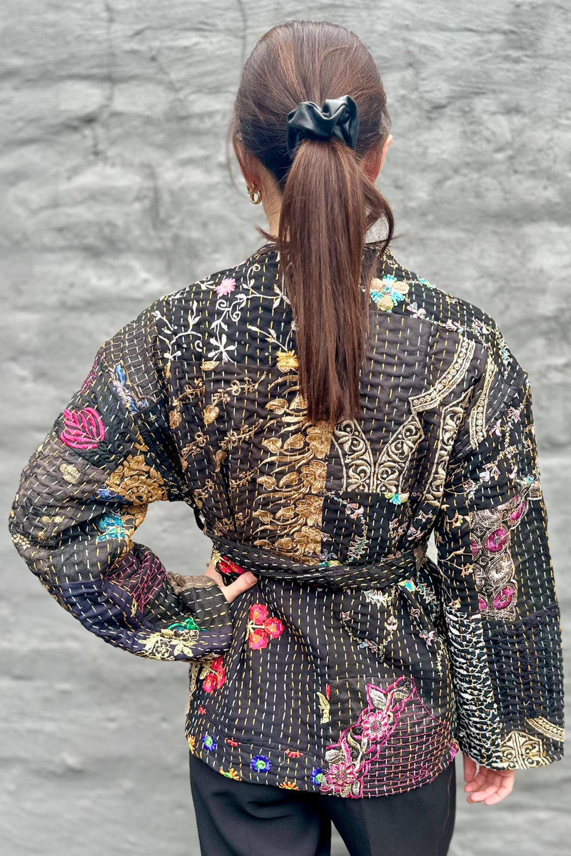 Kantha Jacket In Ebony