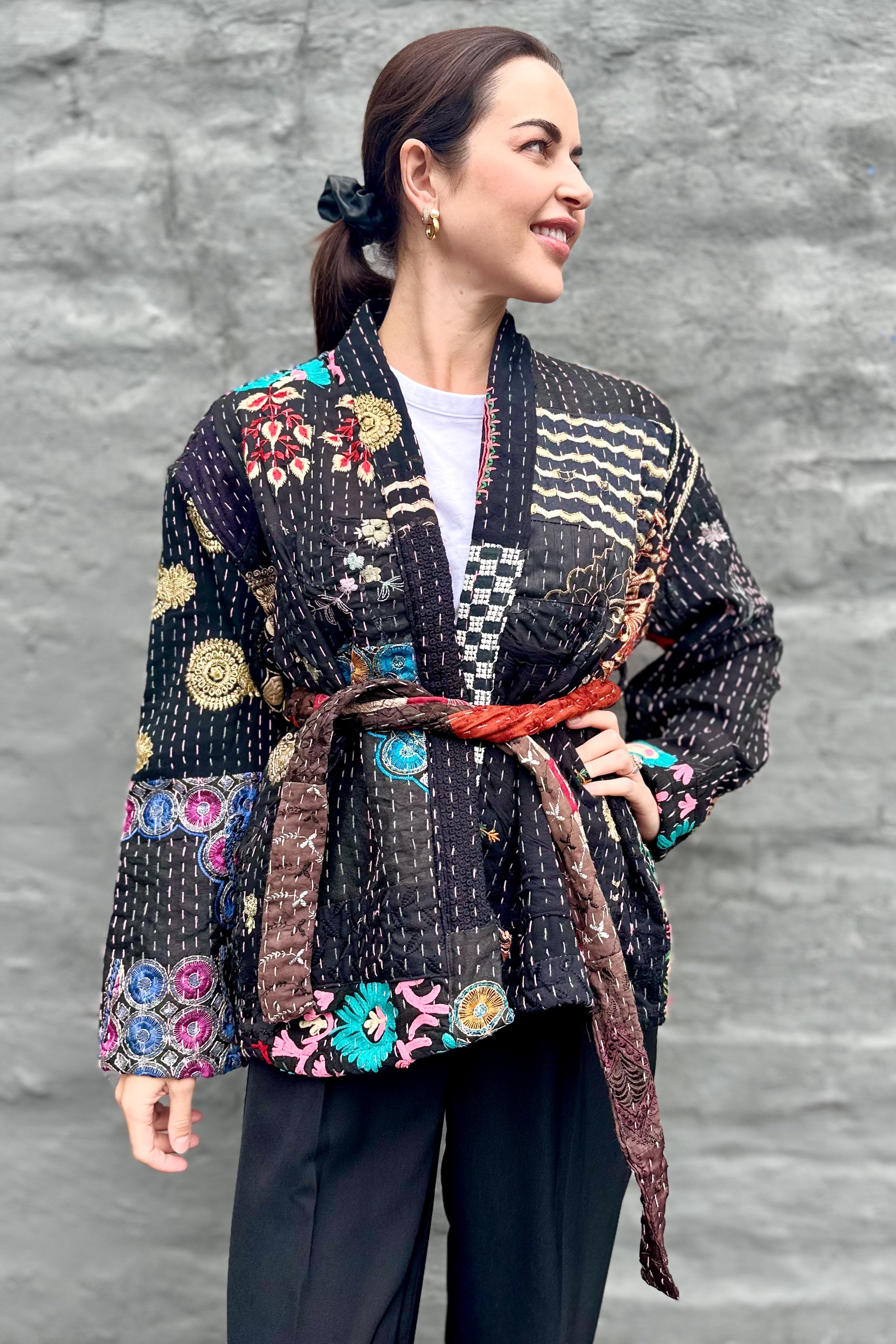 Kantha Jacket In Pitch