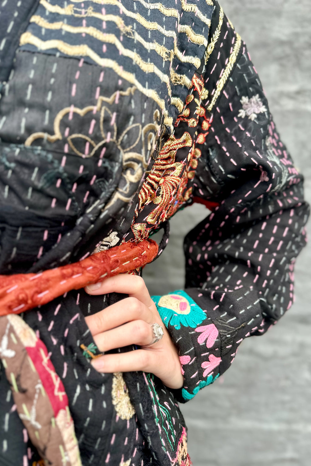 Kantha Jacket In Pitch