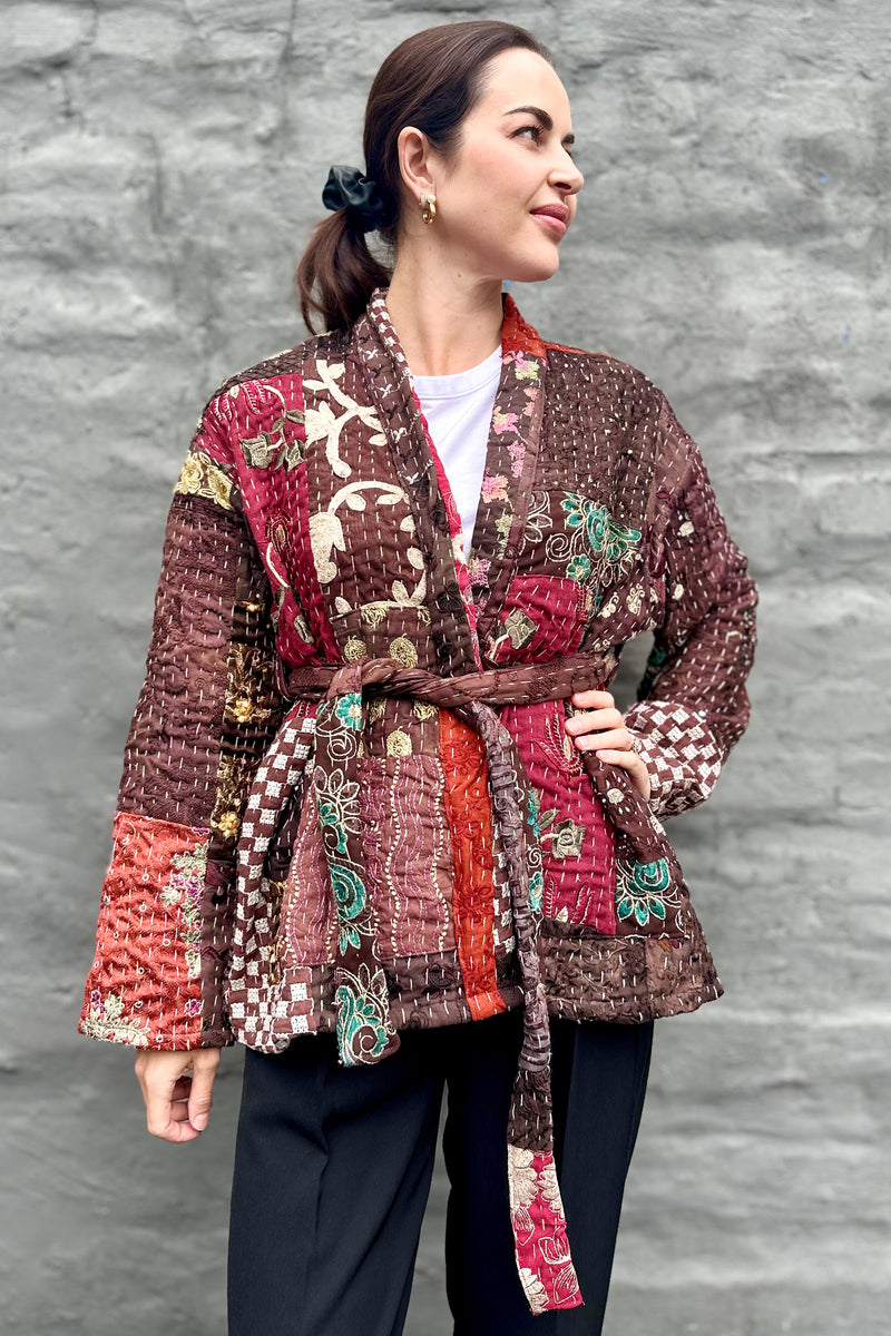 Kantha Jacket In Umber