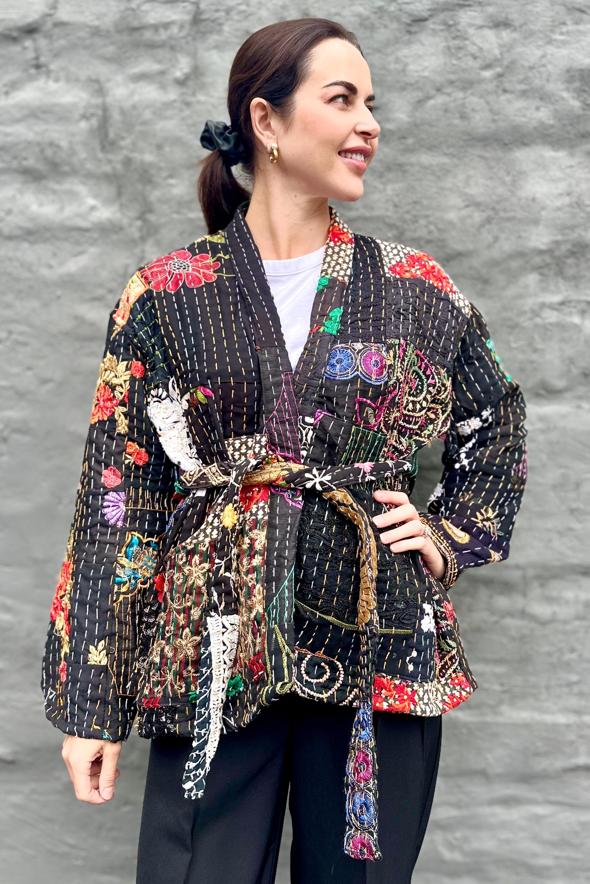 Kantha Jacket In Coal