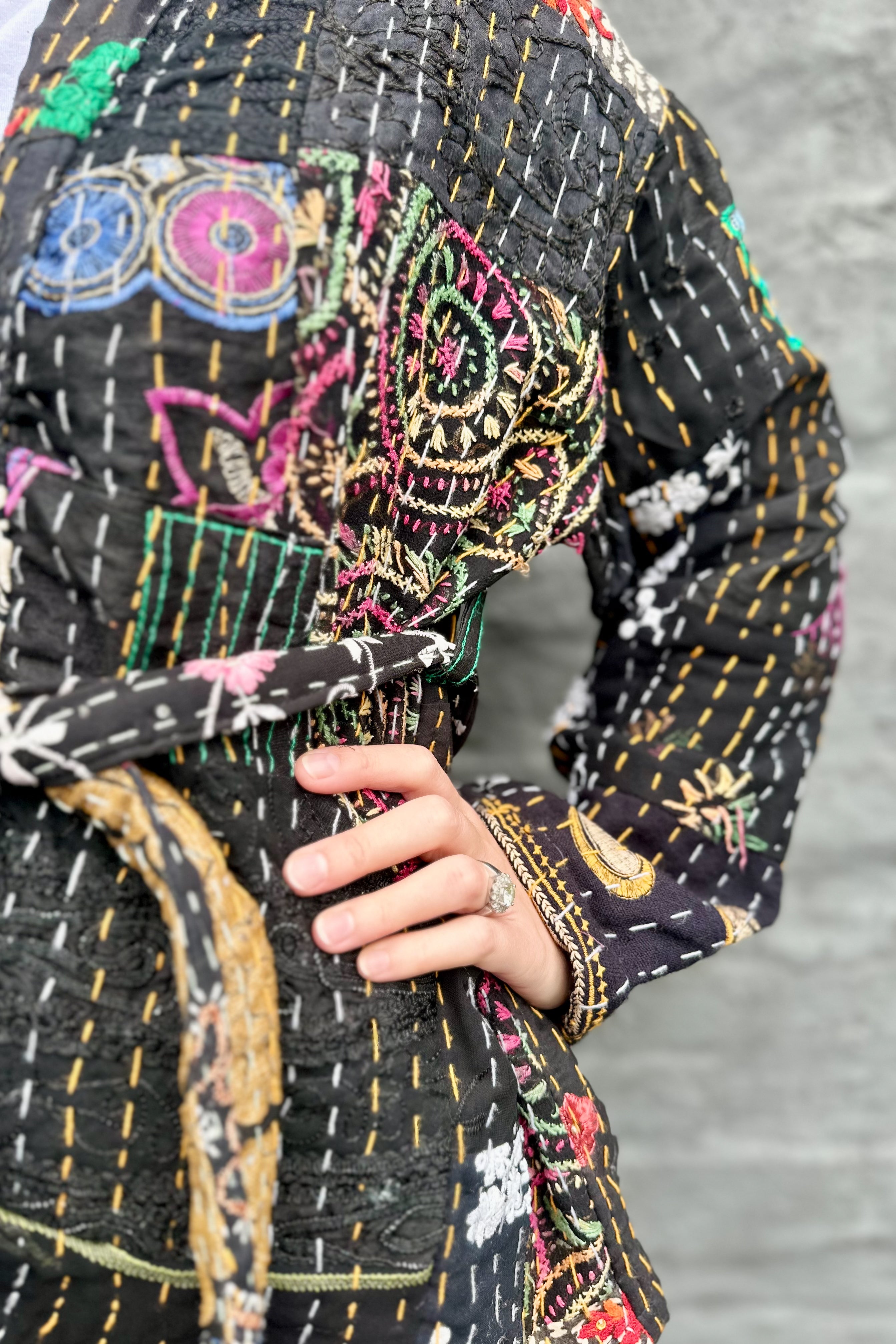 Kantha Jacket In Coal