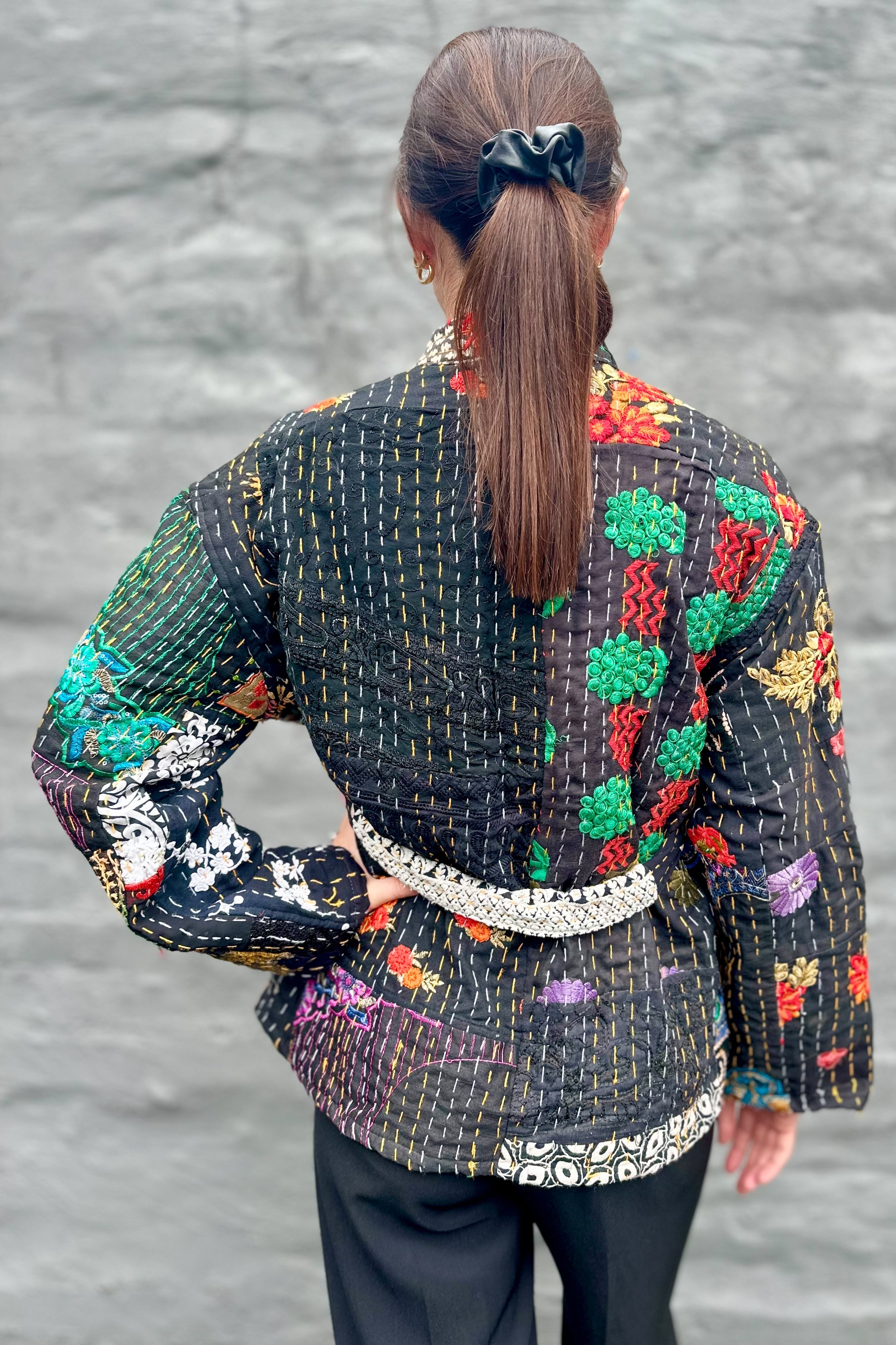 Kantha Jacket In Coal